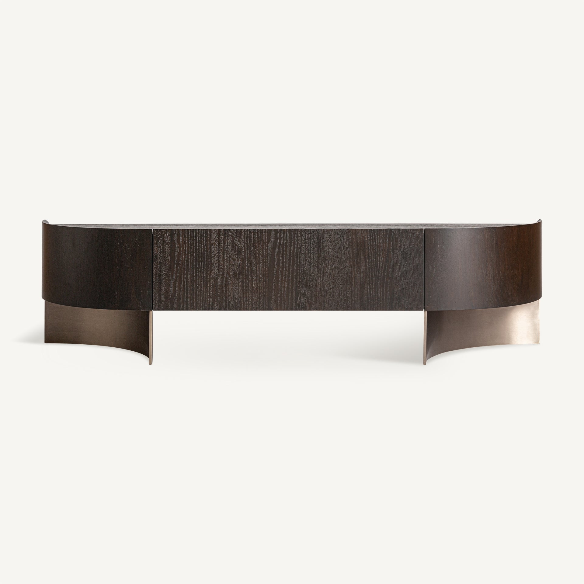 RTV-Sideboard NEUVIC dunkles Eichenfurnier mit goldener Basis