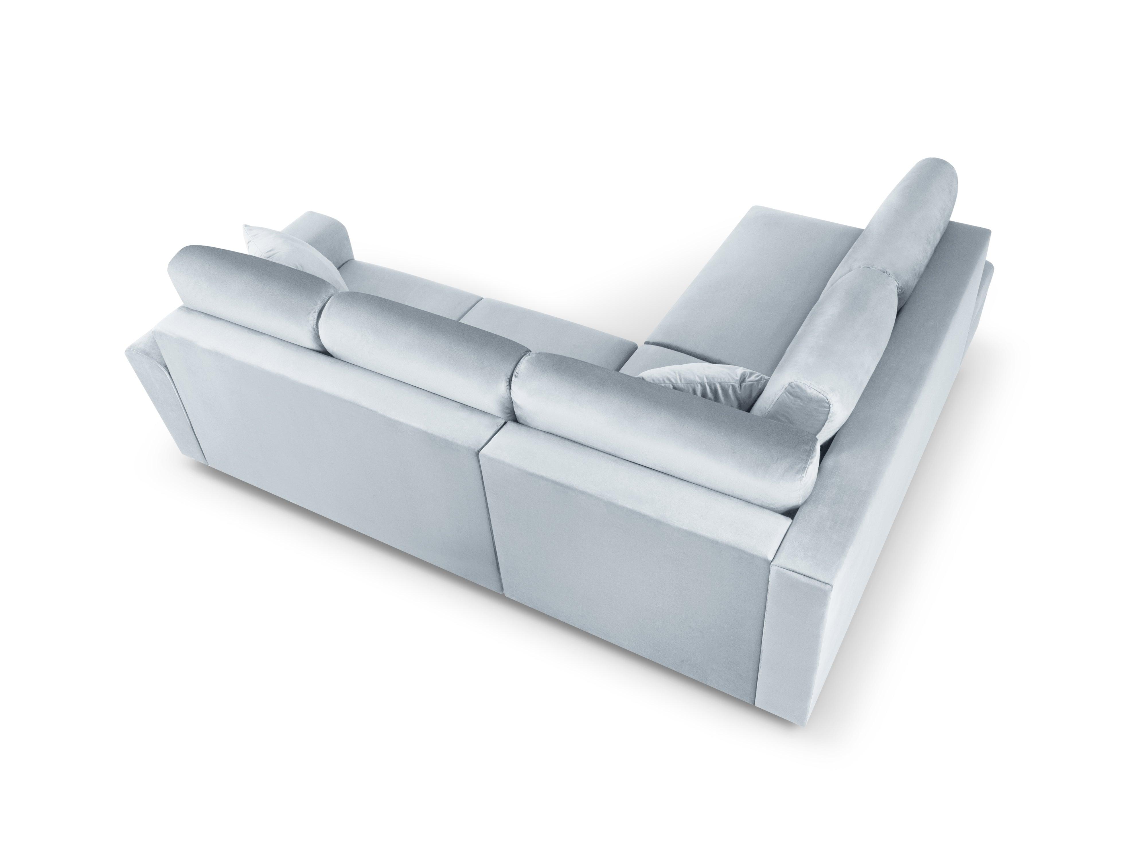 Narożnik 5-osobowy lewostronny z funkcją spania KYOTO jasnoniebieski z czarną podstawą Cosmopolitan Design Eye on Design