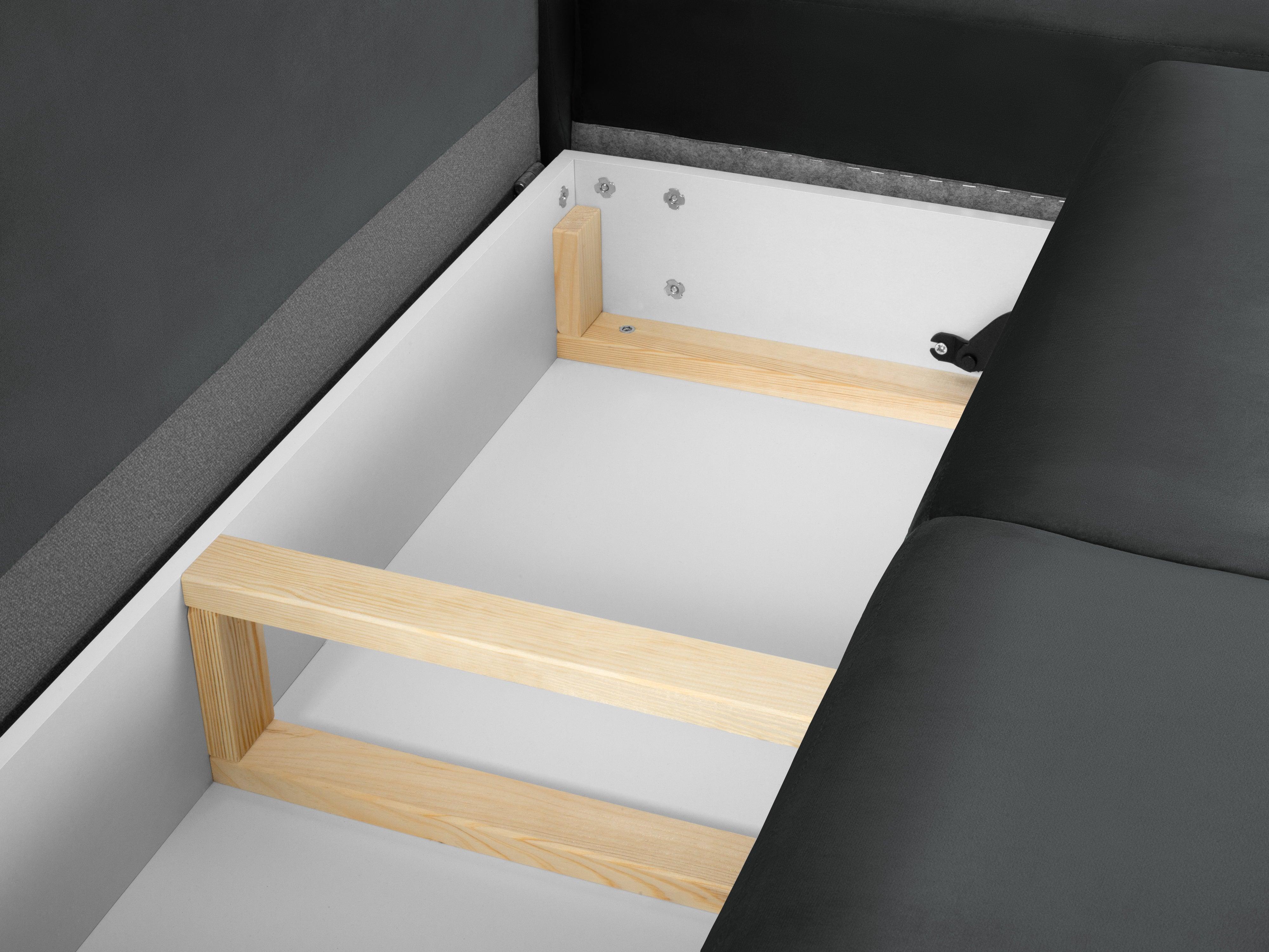 Narożnik 5-osobowy prawostronny z funkcją spania KYOTO ciemnoszary z czarną podstawą Cosmopolitan Design Eye on Design