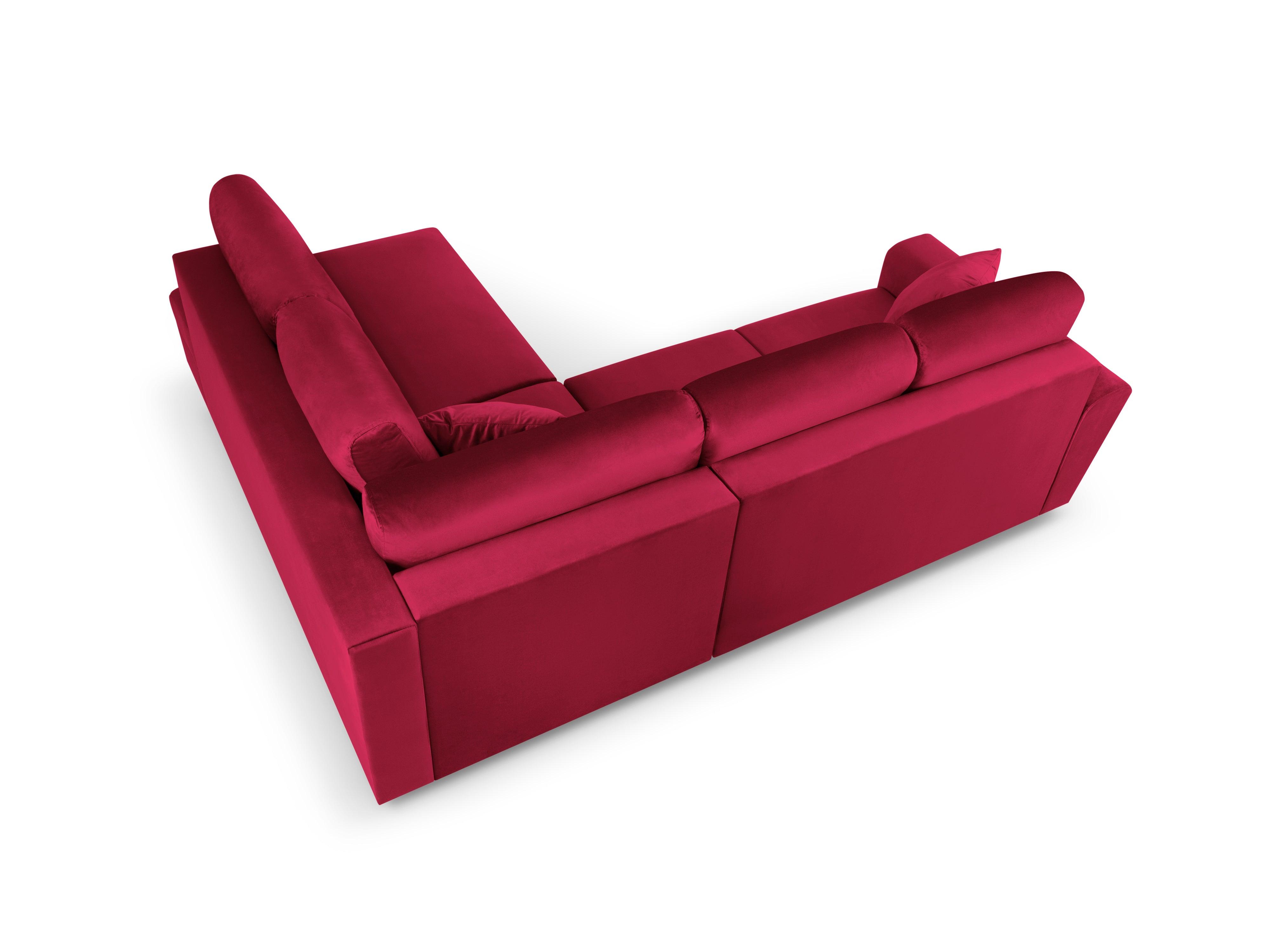Narożnik 5-osobowy prawostronny z funkcją spania KYOTO czerwony z czarną podstawą Cosmopolitan Design Eye on Design