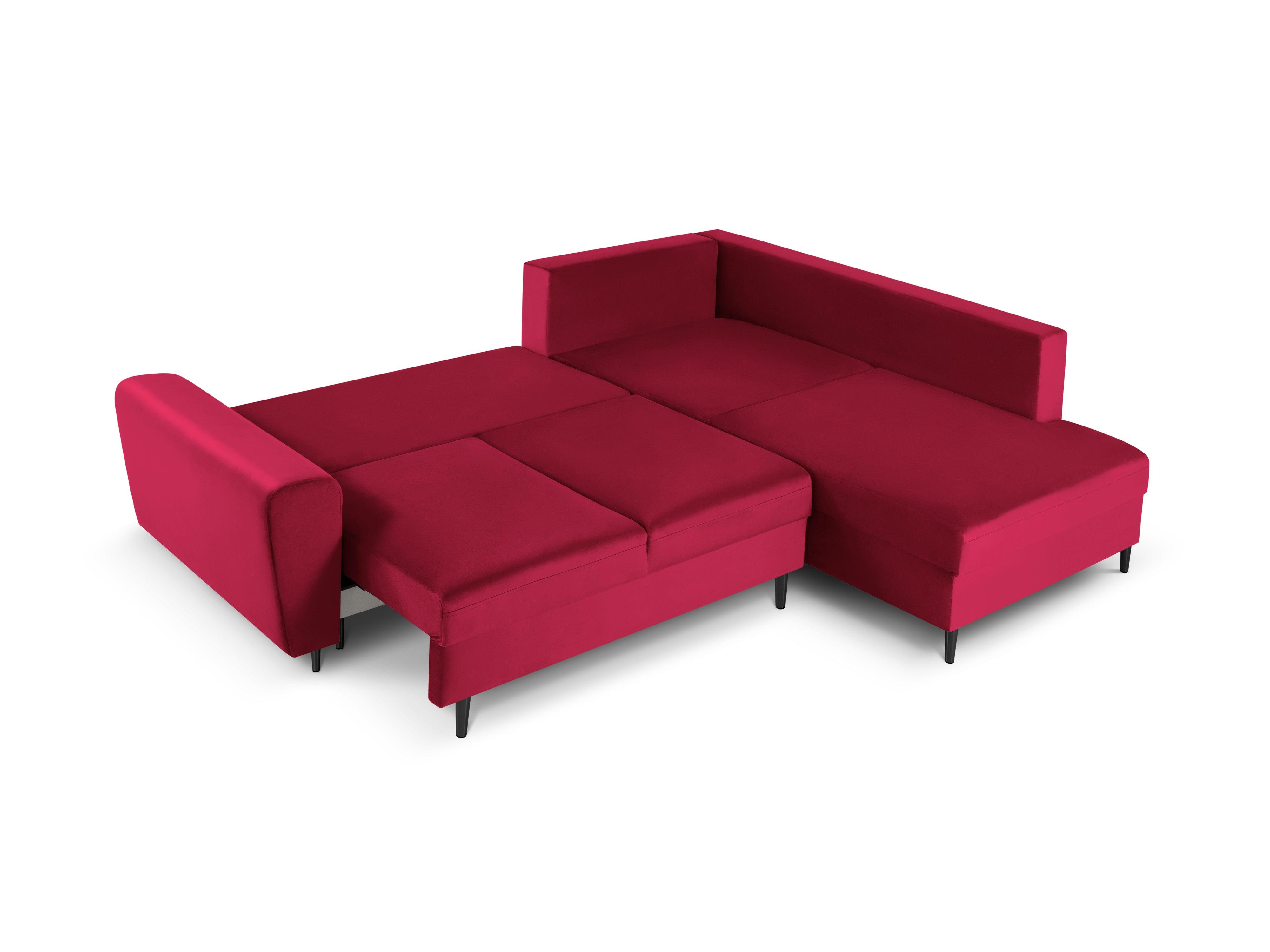 Narożnik 5-osobowy prawostronny z funkcją spania KYOTO czerwony z czarną podstawą Cosmopolitan Design Eye on Design