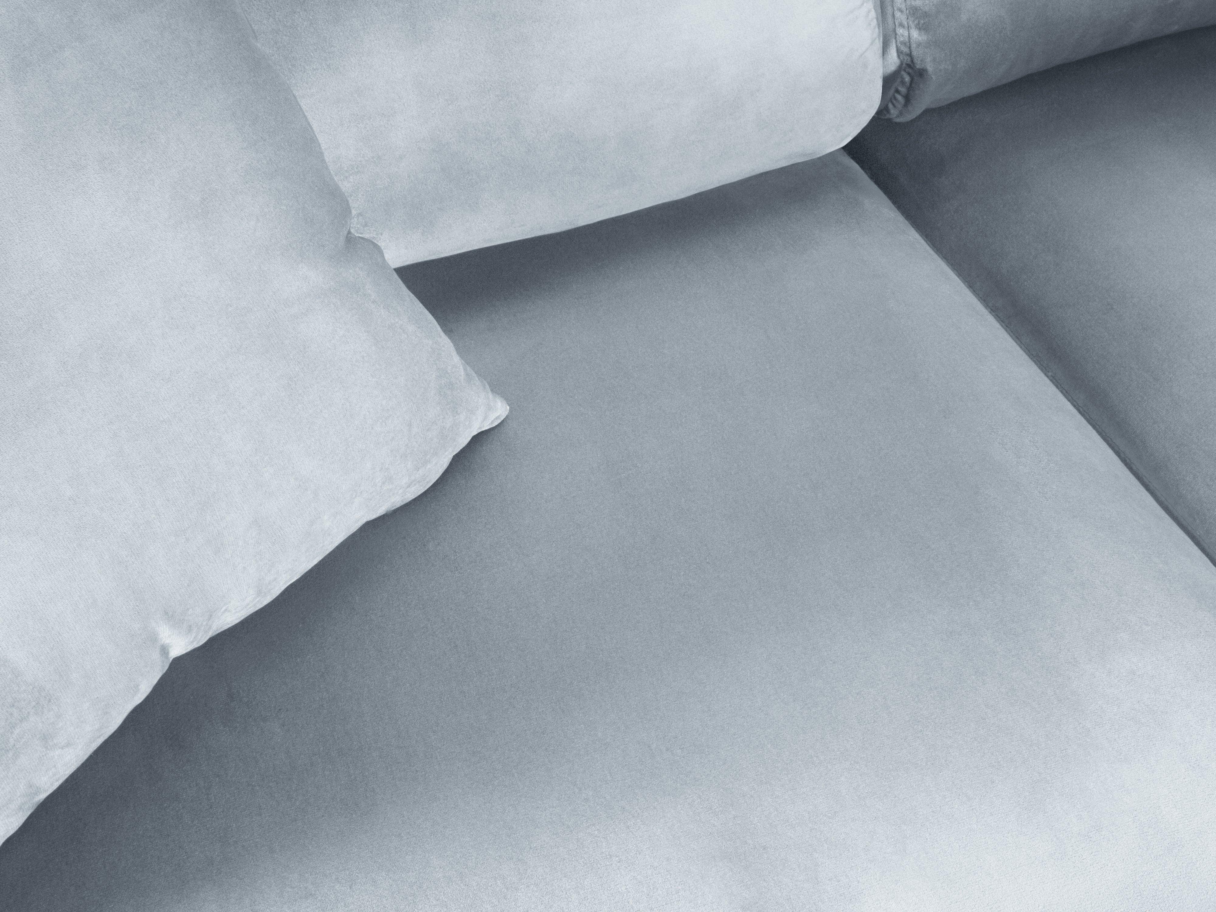 Narożnik 5-osobowy prawostronny z funkcją spania KYOTO jasnoniebieski ze złotą podstawą Cosmopolitan Design Eye on Design