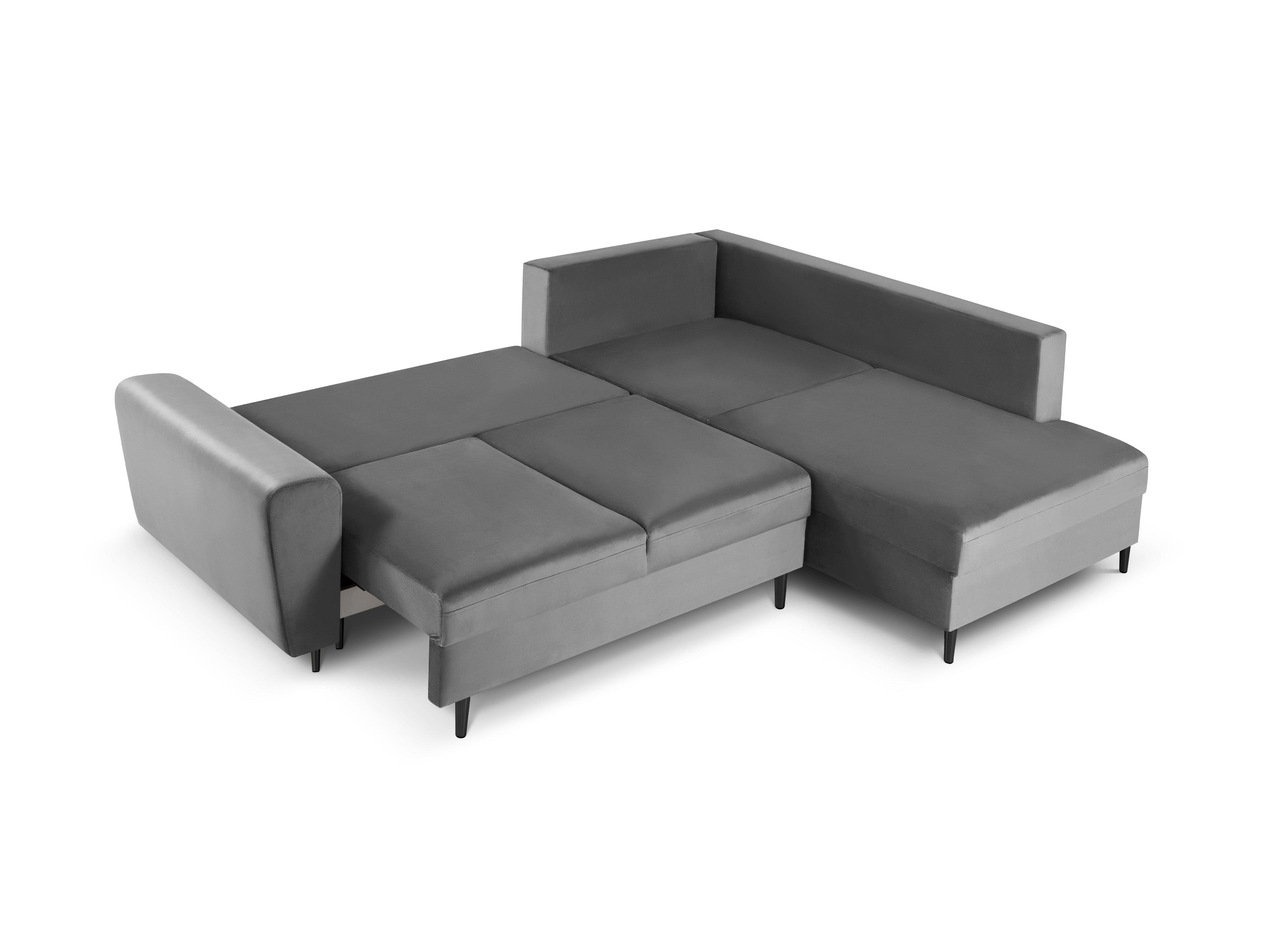 Narożnik 5-osobowy prawostronny z funkcją spania KYOTO jasnoszary z czarną podstawą Cosmopolitan Design Eye on Design