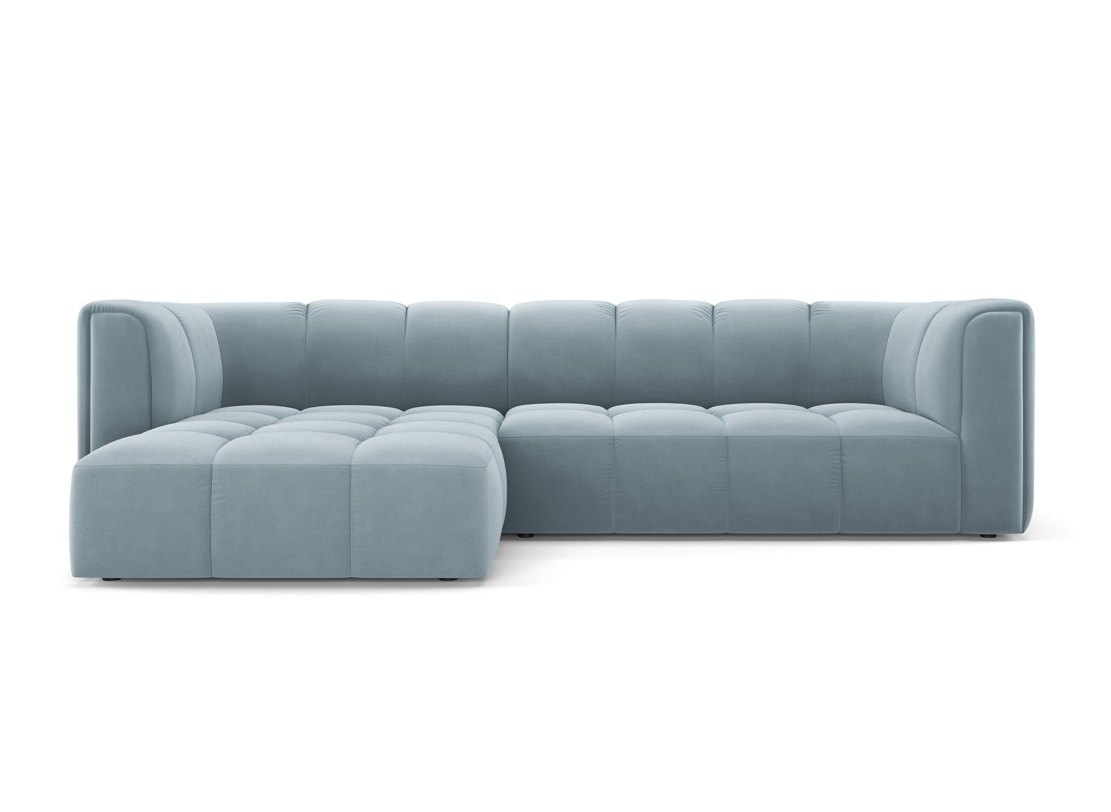 Narożnik aksamitny 3-osobowy lewostronny FRANCESCA jasnoniebieski Milo Casa Eye on Design