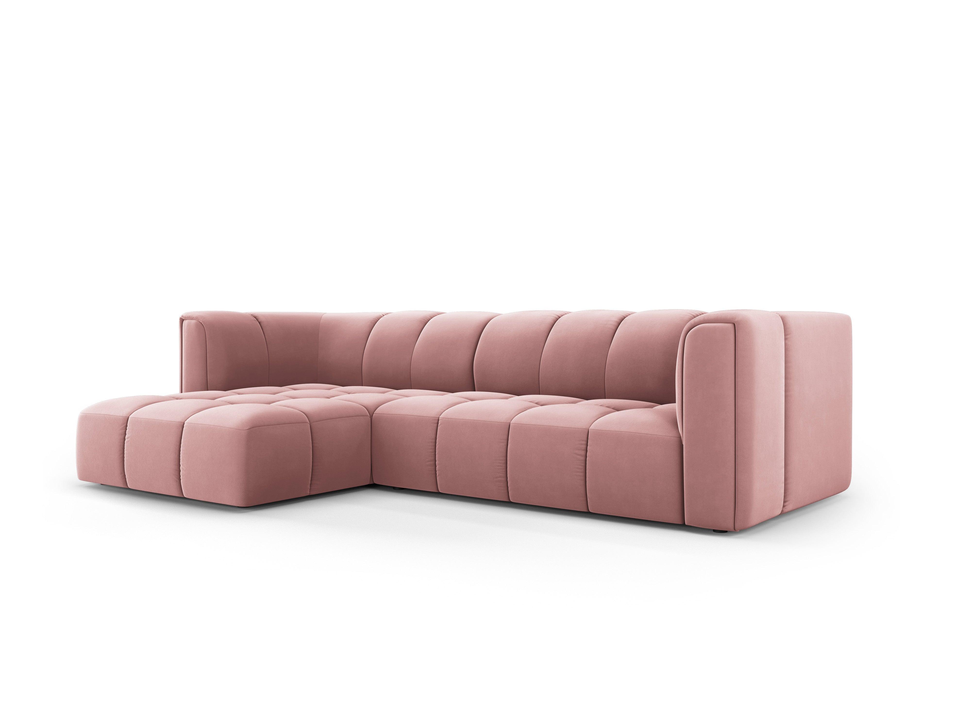 Narożnik aksamitny 3-osobowy lewostronny FRANCESCA różowy Milo Casa Eye on Design