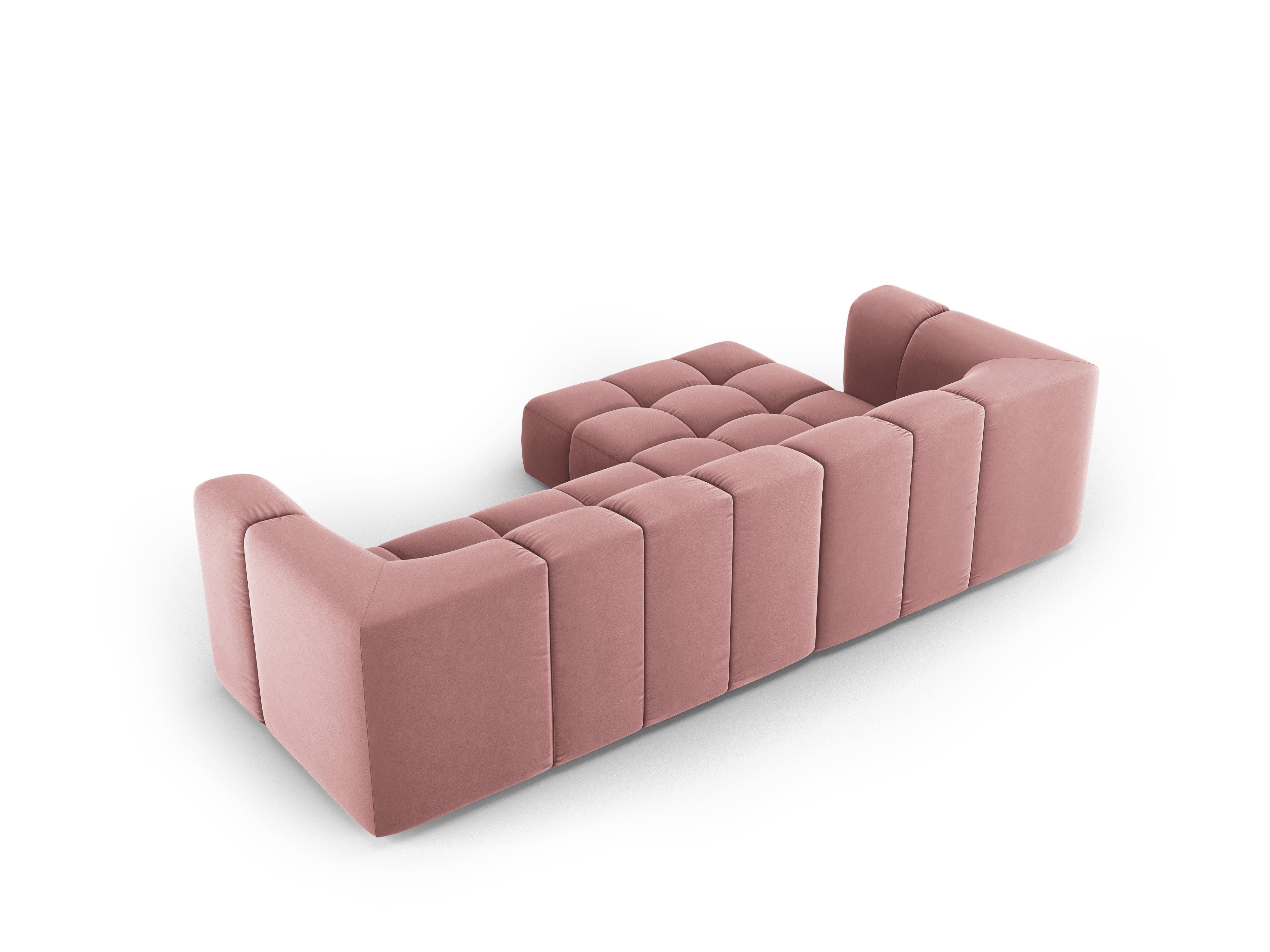 Narożnik aksamitny 3-osobowy lewostronny FRANCESCA różowy Milo Casa Eye on Design