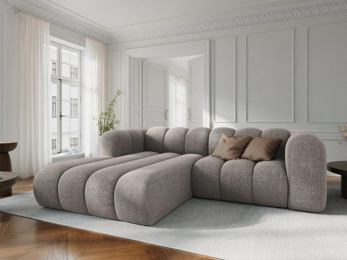 Narożnik aksamitny 3-osobowy lewostronny SKYLER koralowy Interieurs 86 Eye on Design