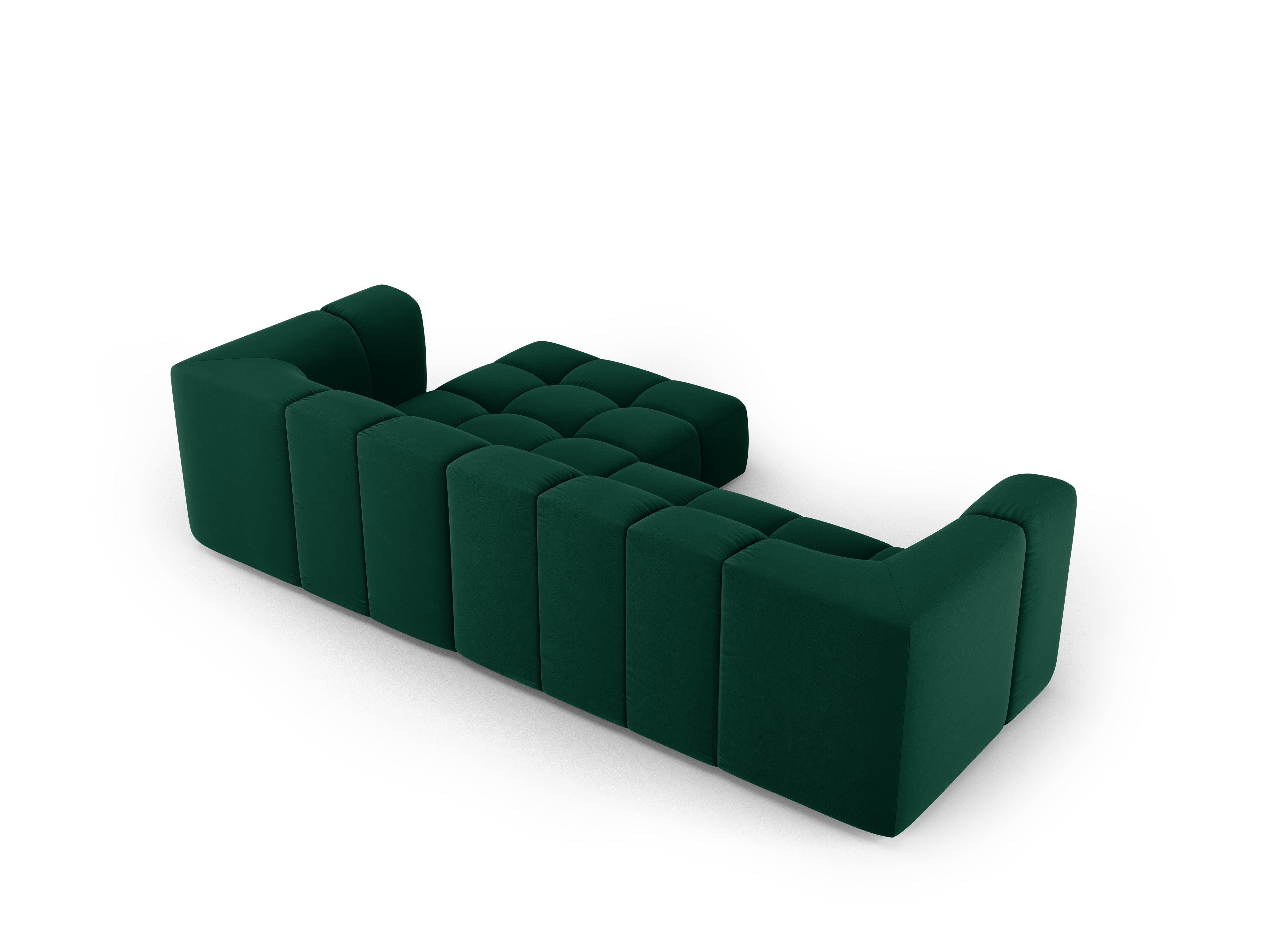 Narożnik aksamitny 3-osobowy prawostronny FRANCESCA butelkowa zieleń Milo Casa Eye on Design