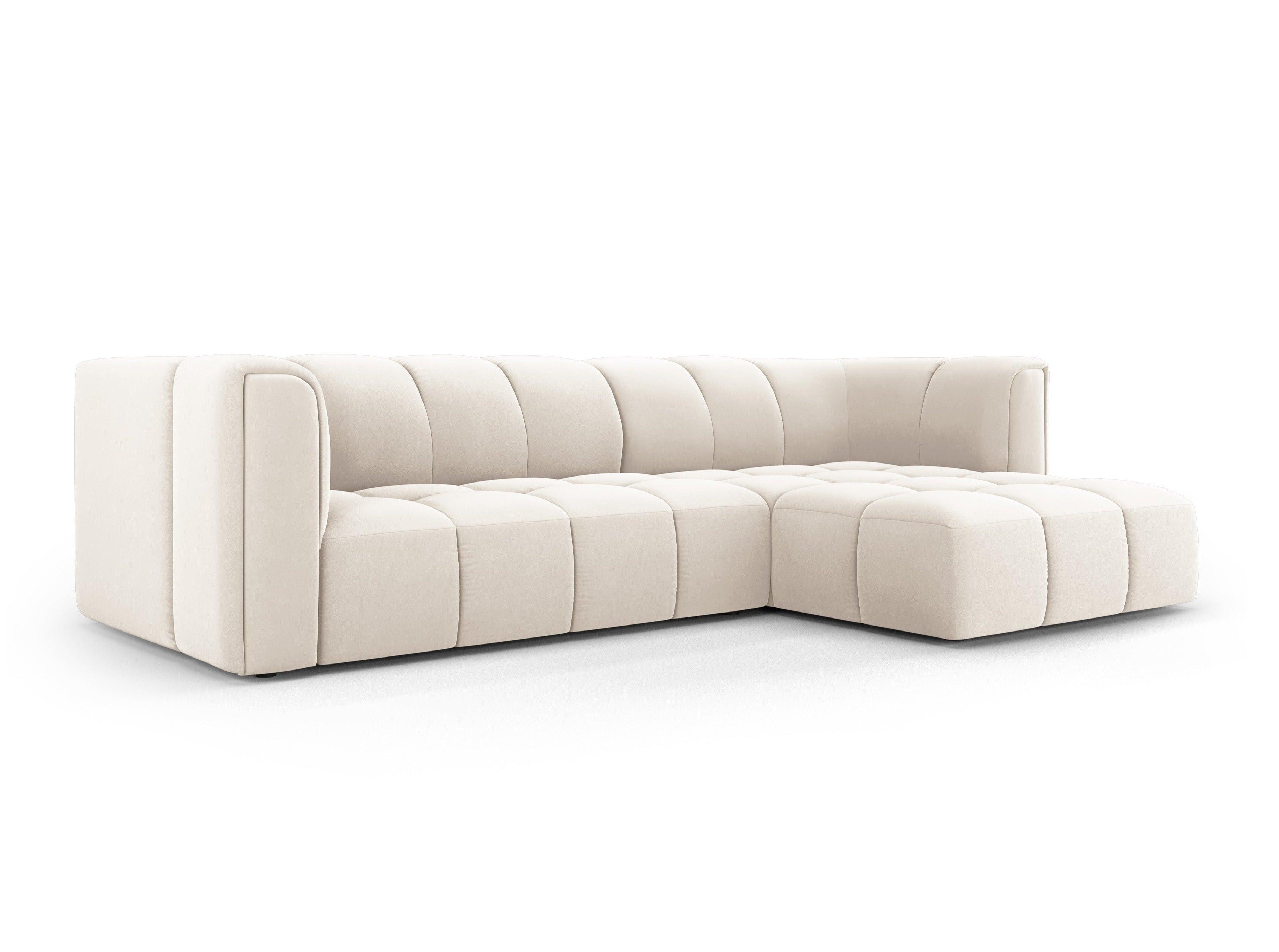 Narożnik aksamitny 3-osobowy prawostronny FRANCESCA jasnobeżowy Milo Casa Eye on Design