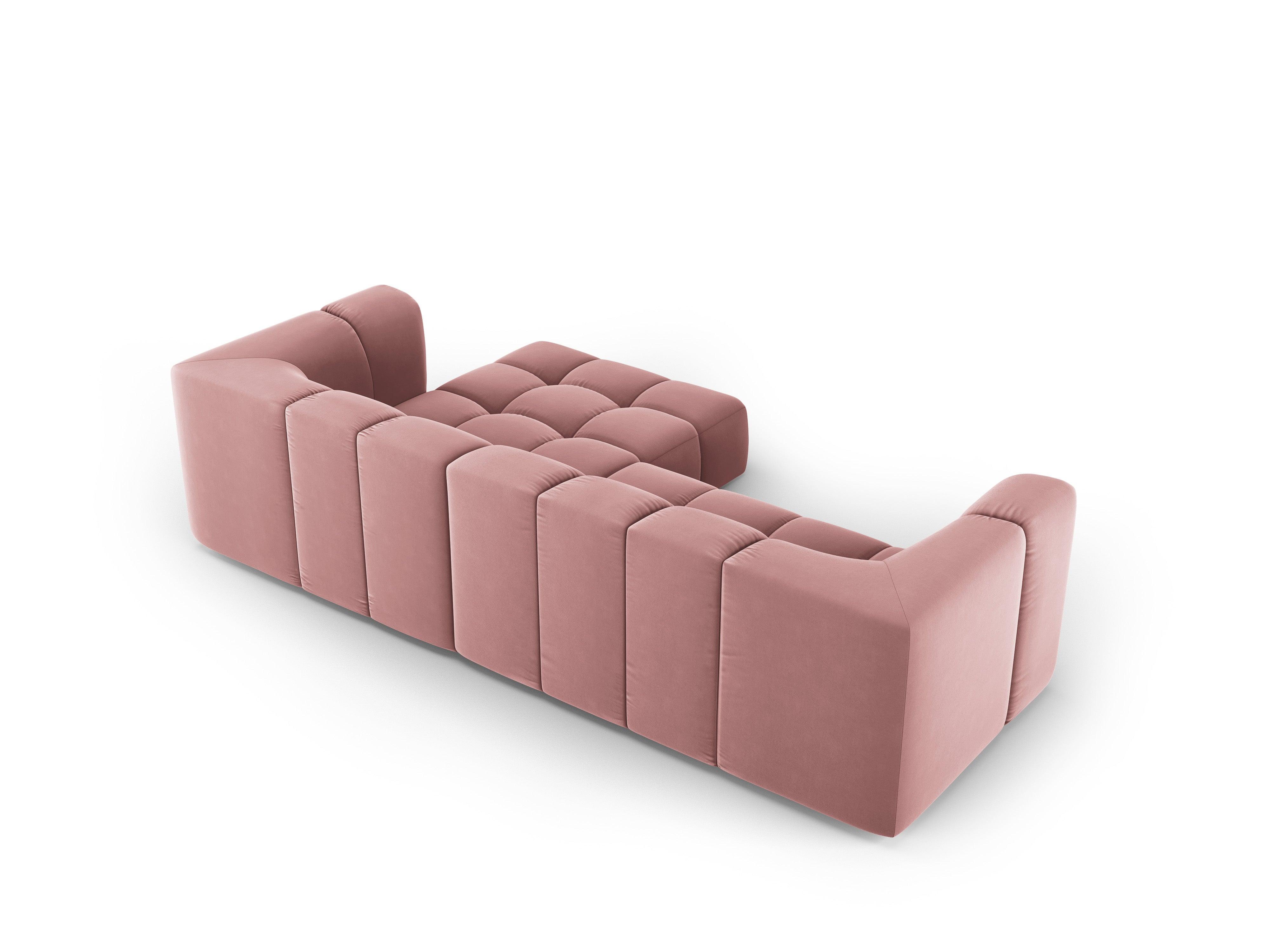 Narożnik aksamitny 3-osobowy prawostronny FRANCESCA różowy Milo Casa Eye on Design