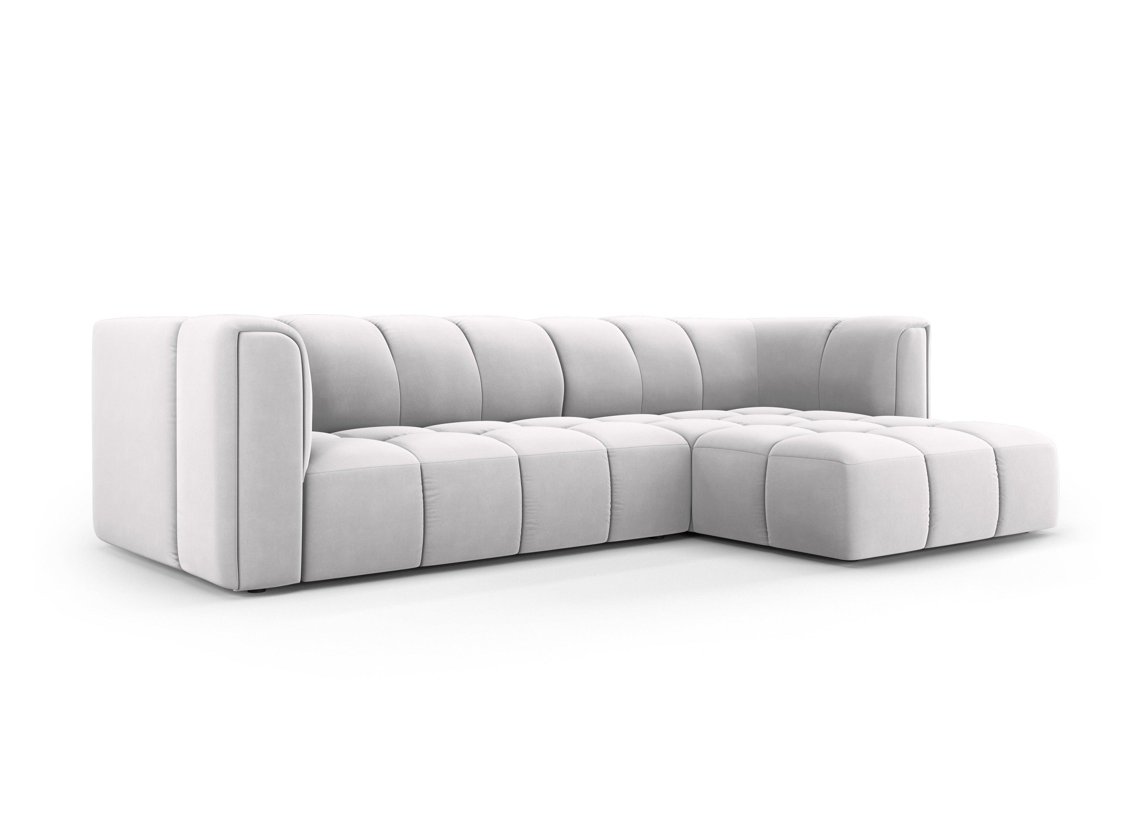 Narożnik aksamitny 3-osobowy prawostronny FRANCESCA srebrny Milo Casa Eye on Design