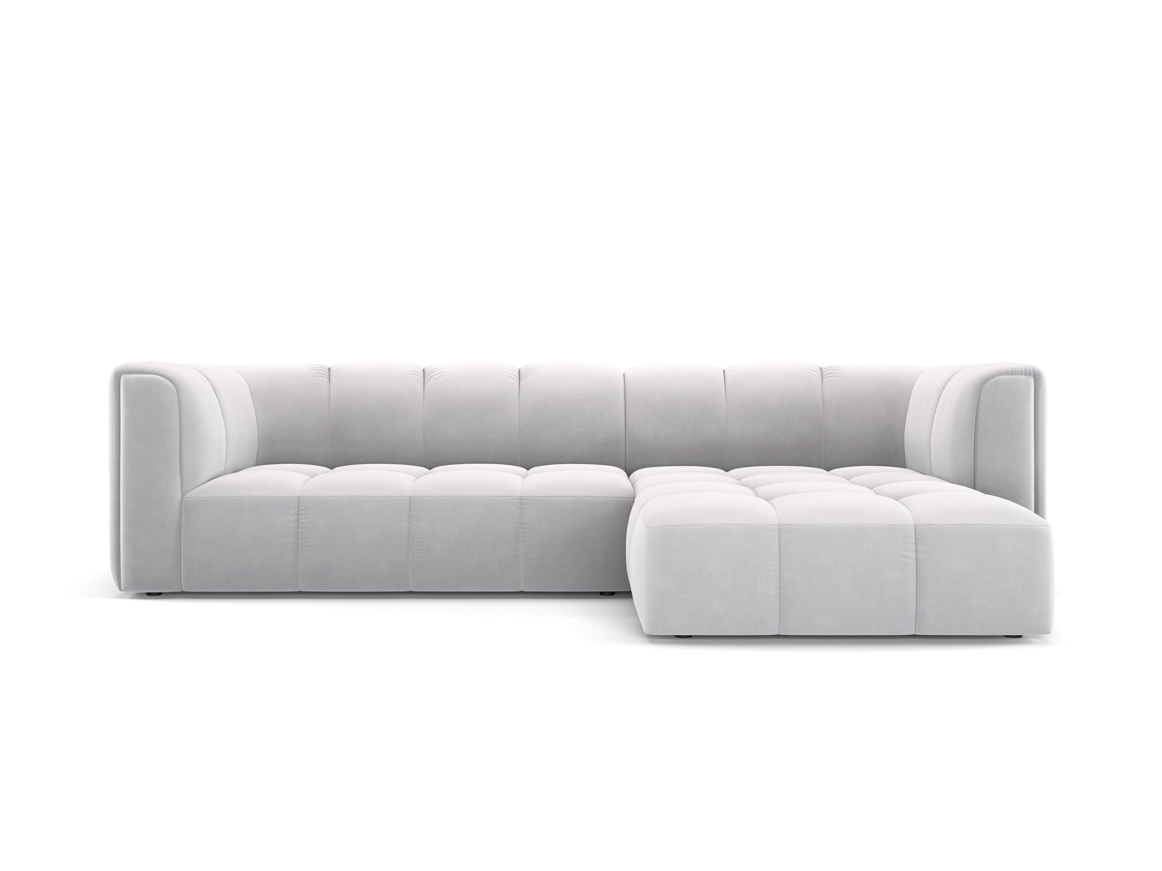 Narożnik aksamitny 3-osobowy prawostronny FRANCESCA srebrny Milo Casa Eye on Design