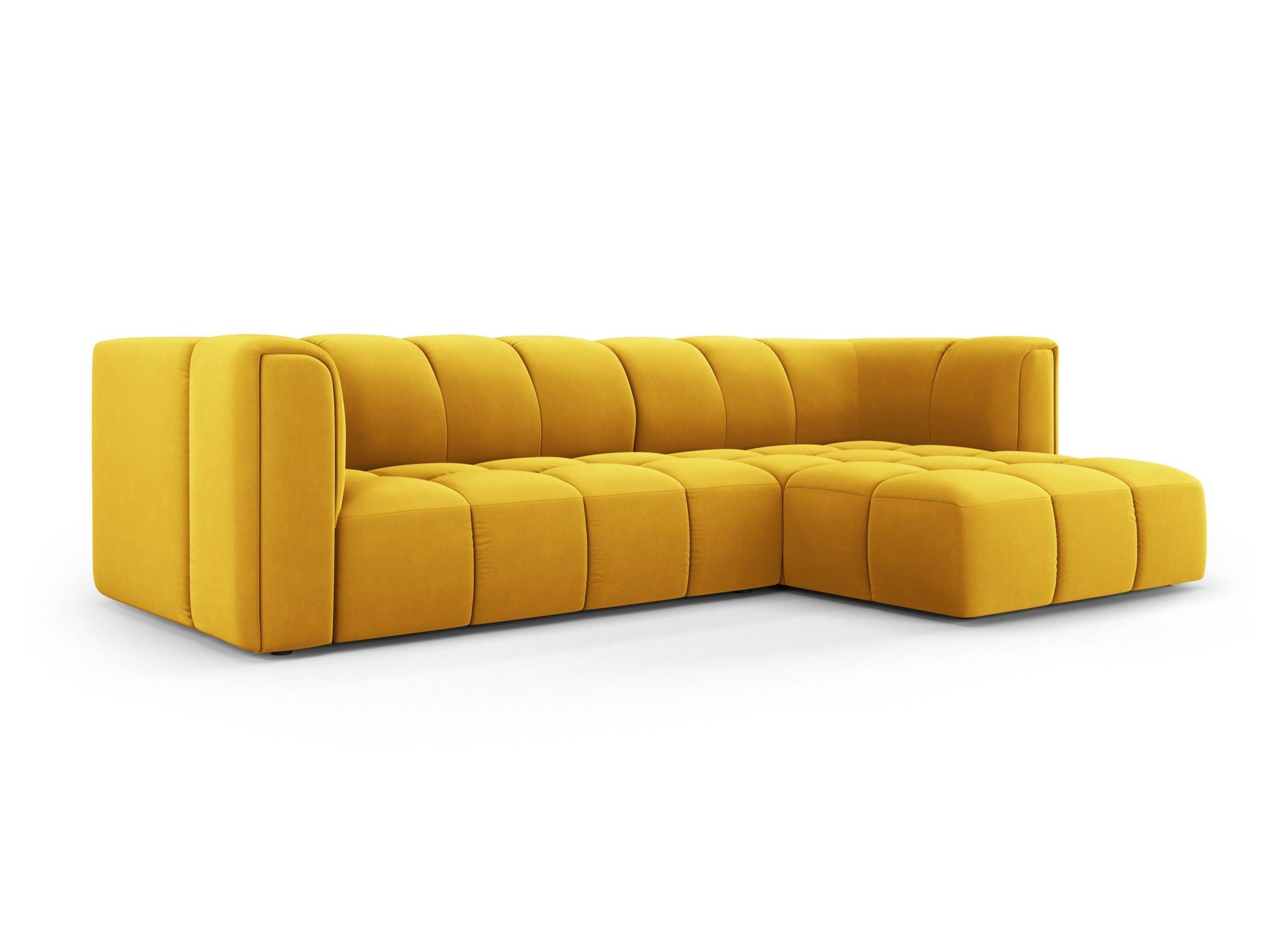 Narożnik aksamitny 3-osobowy prawostronny FRANCESCA żółty Milo Casa Eye on Design