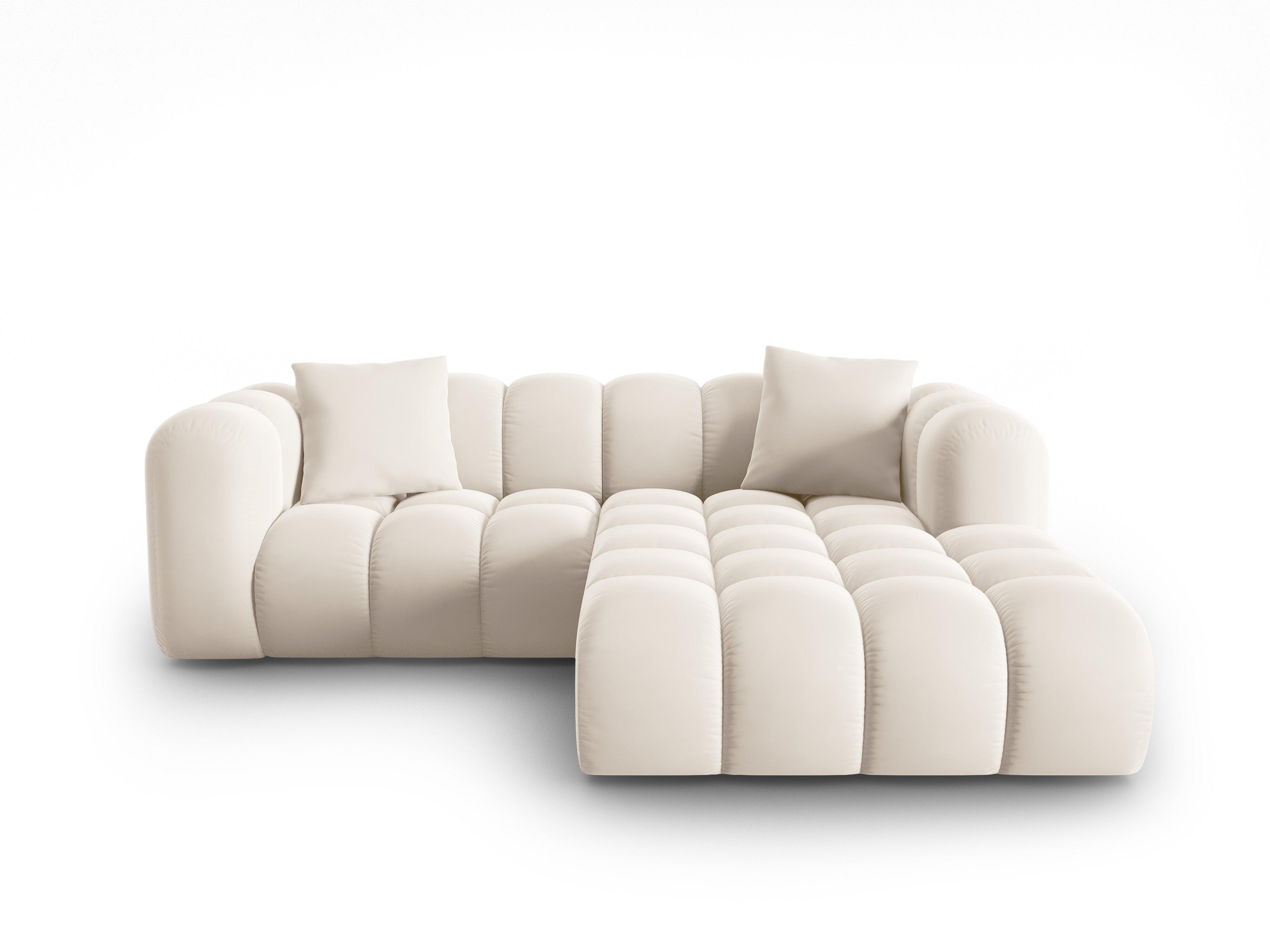 Narożnik aksamitny 3-osobowy prawostronny HALLEY jasnobeżowy Windsor & Co Eye on Design