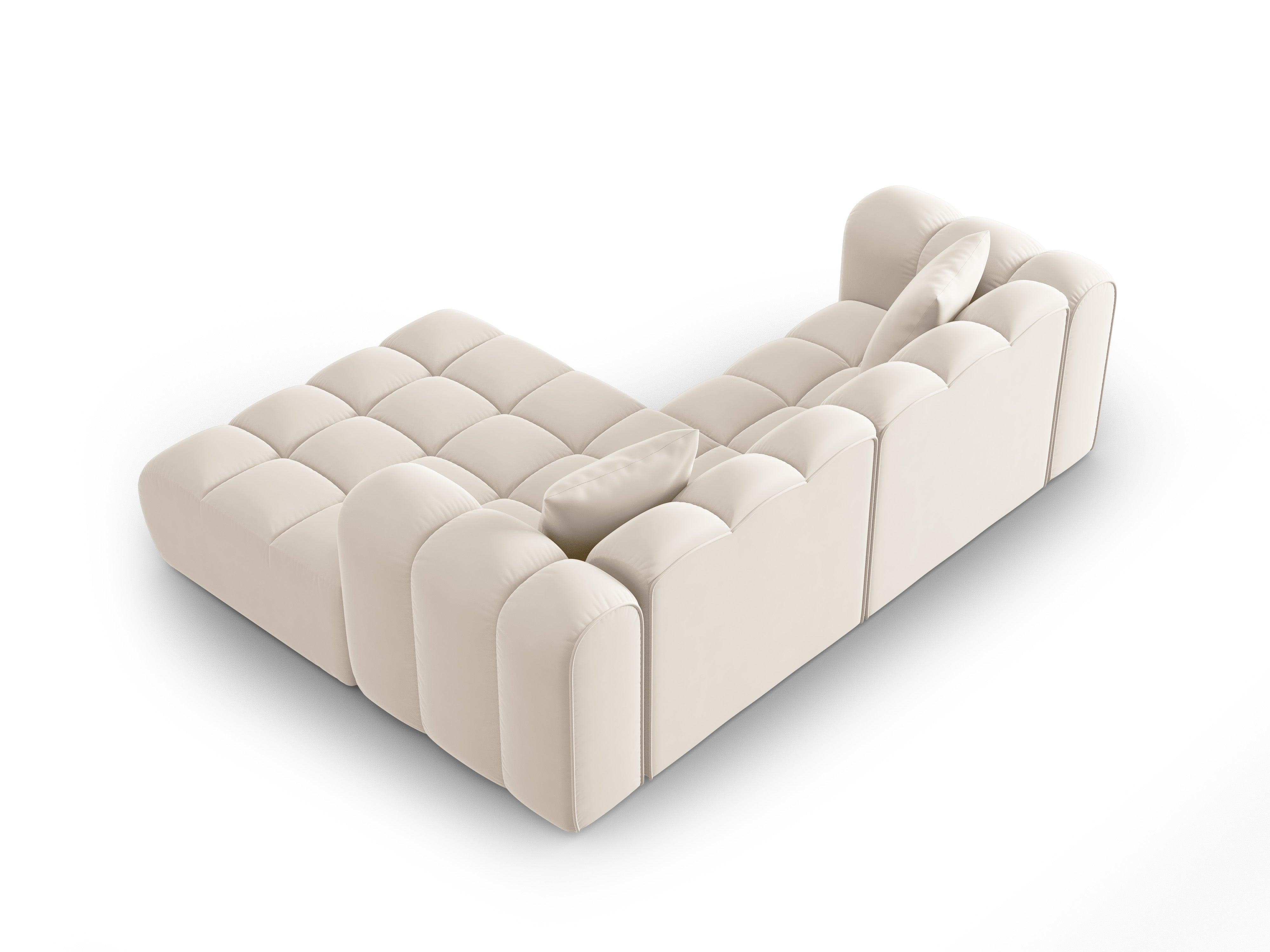 Narożnik aksamitny 3-osobowy prawostronny HALLEY jasnobeżowy Windsor & Co Eye on Design