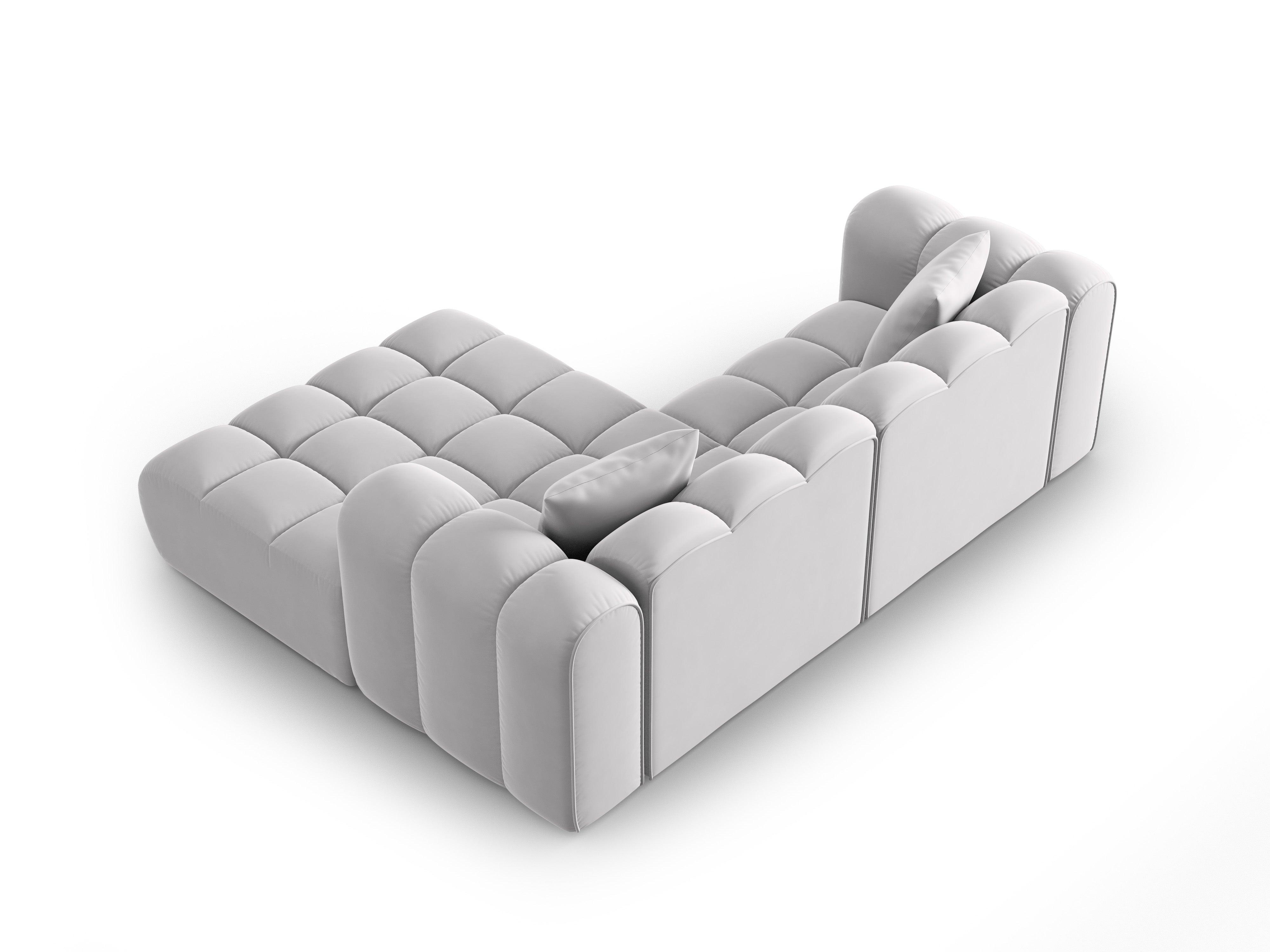 Narożnik aksamitny 3-osobowy prawostronny HALLEY srebrny Windsor & Co Eye on Design