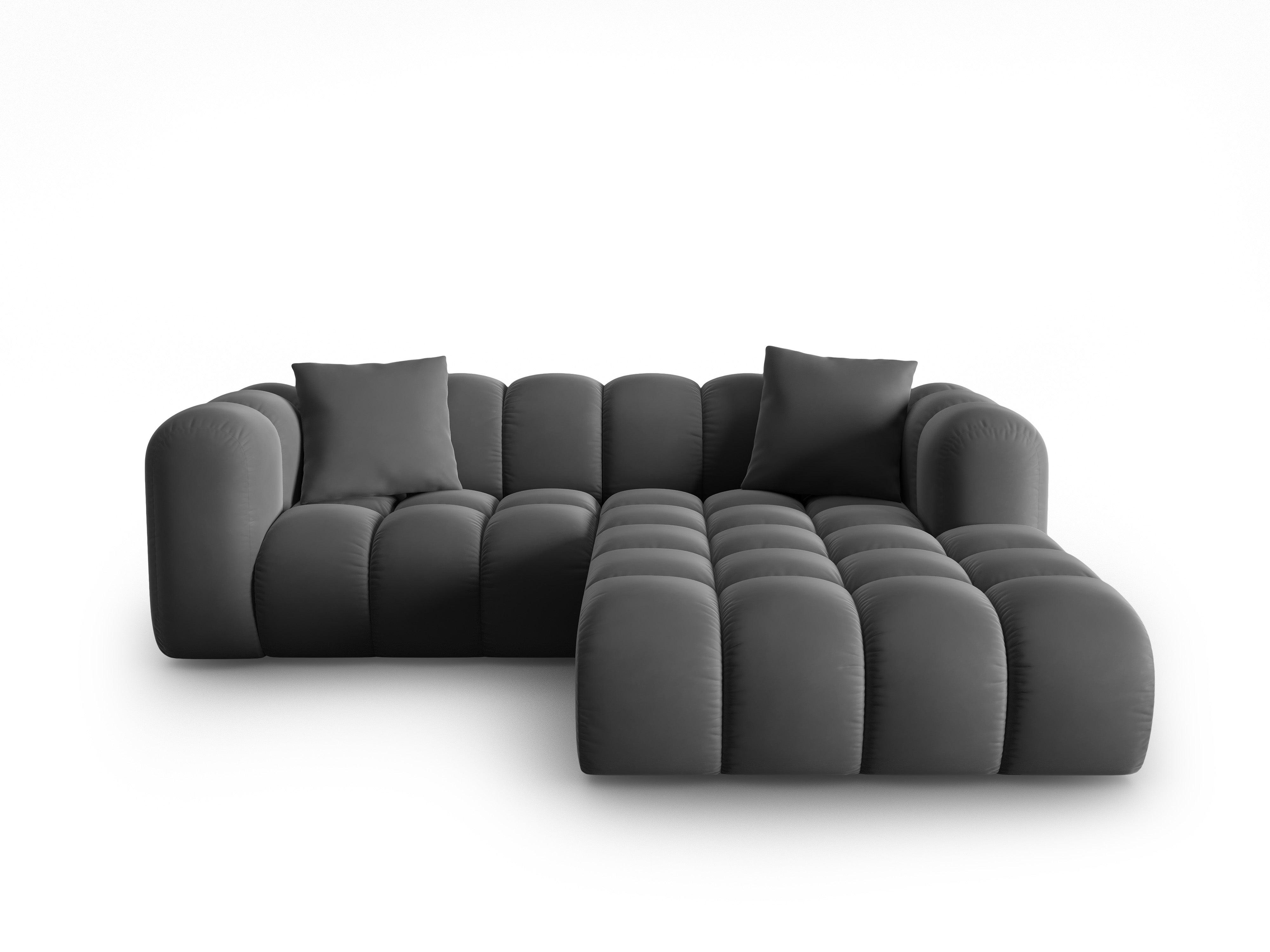 Narożnik aksamitny 3-osobowy prawostronny HALLEY szary Windsor & Co Eye on Design