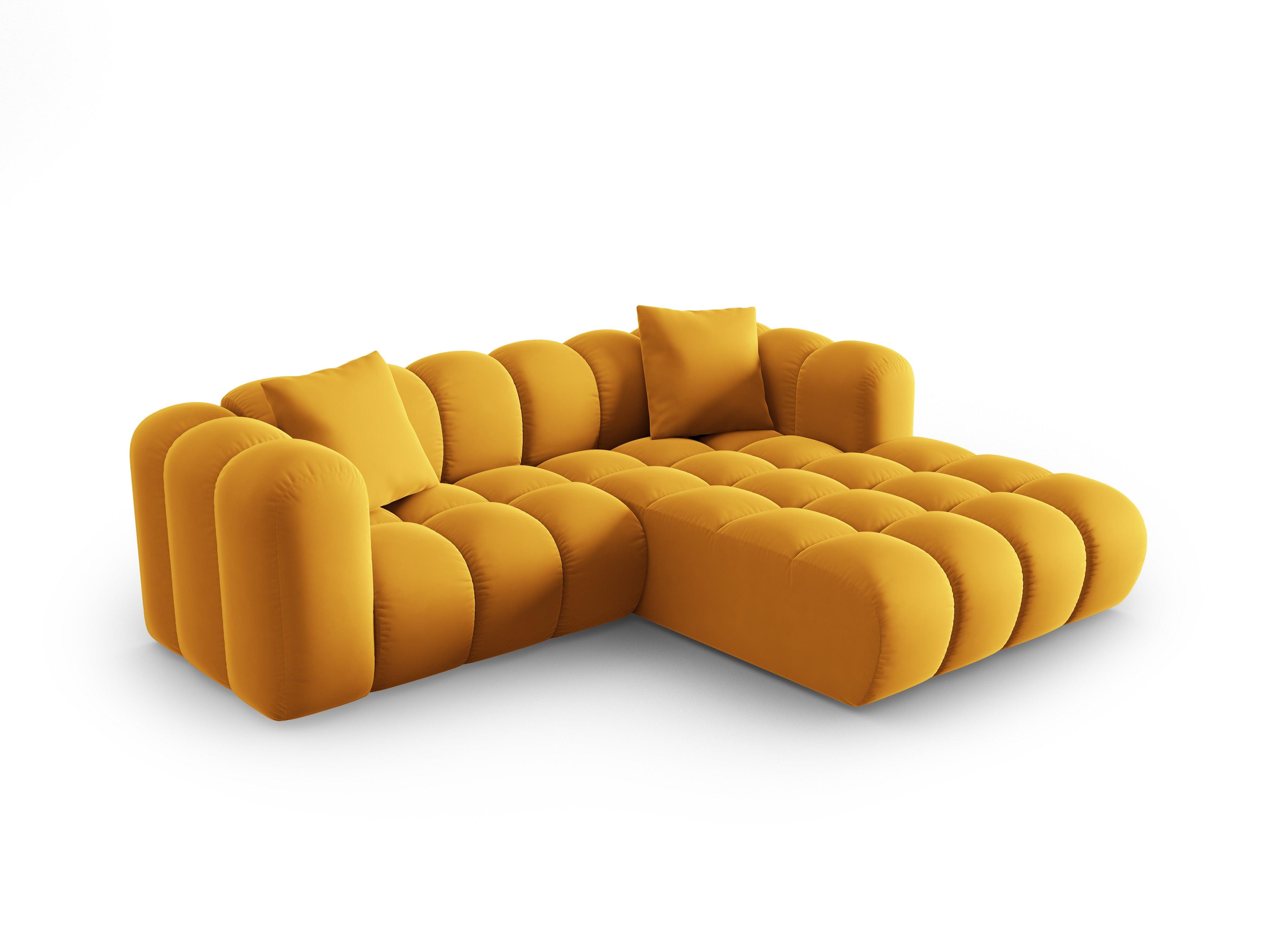 Narożnik aksamitny 3-osobowy prawostronny HALLEY żółty Windsor & Co Eye on Design