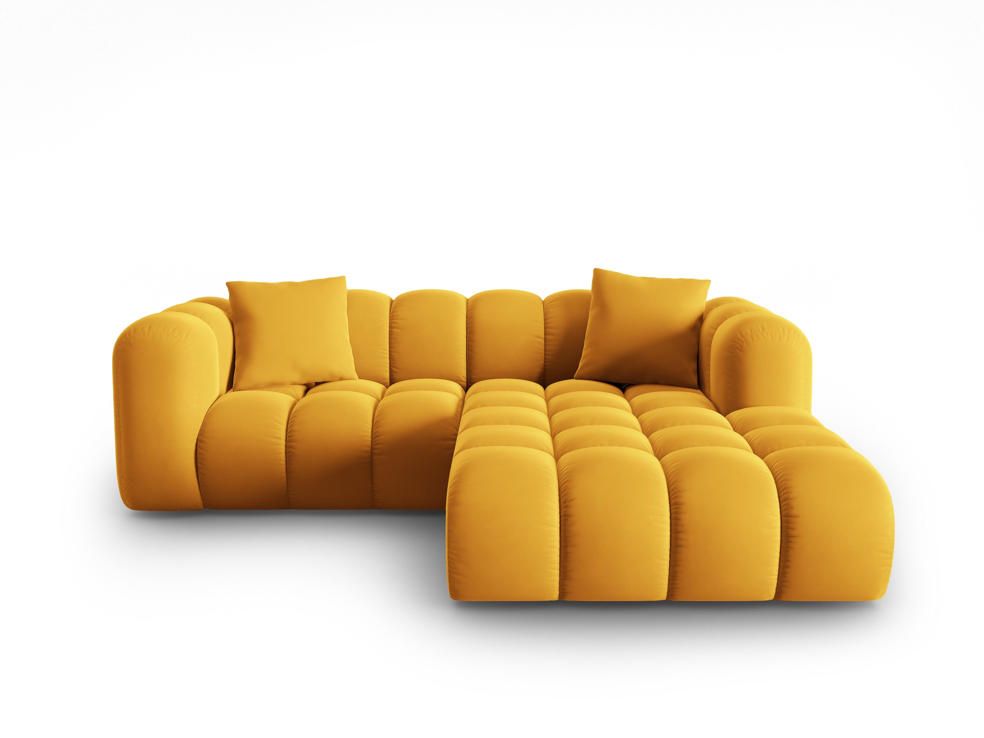 Narożnik aksamitny 3-osobowy prawostronny HALLEY żółty Windsor & Co Eye on Design