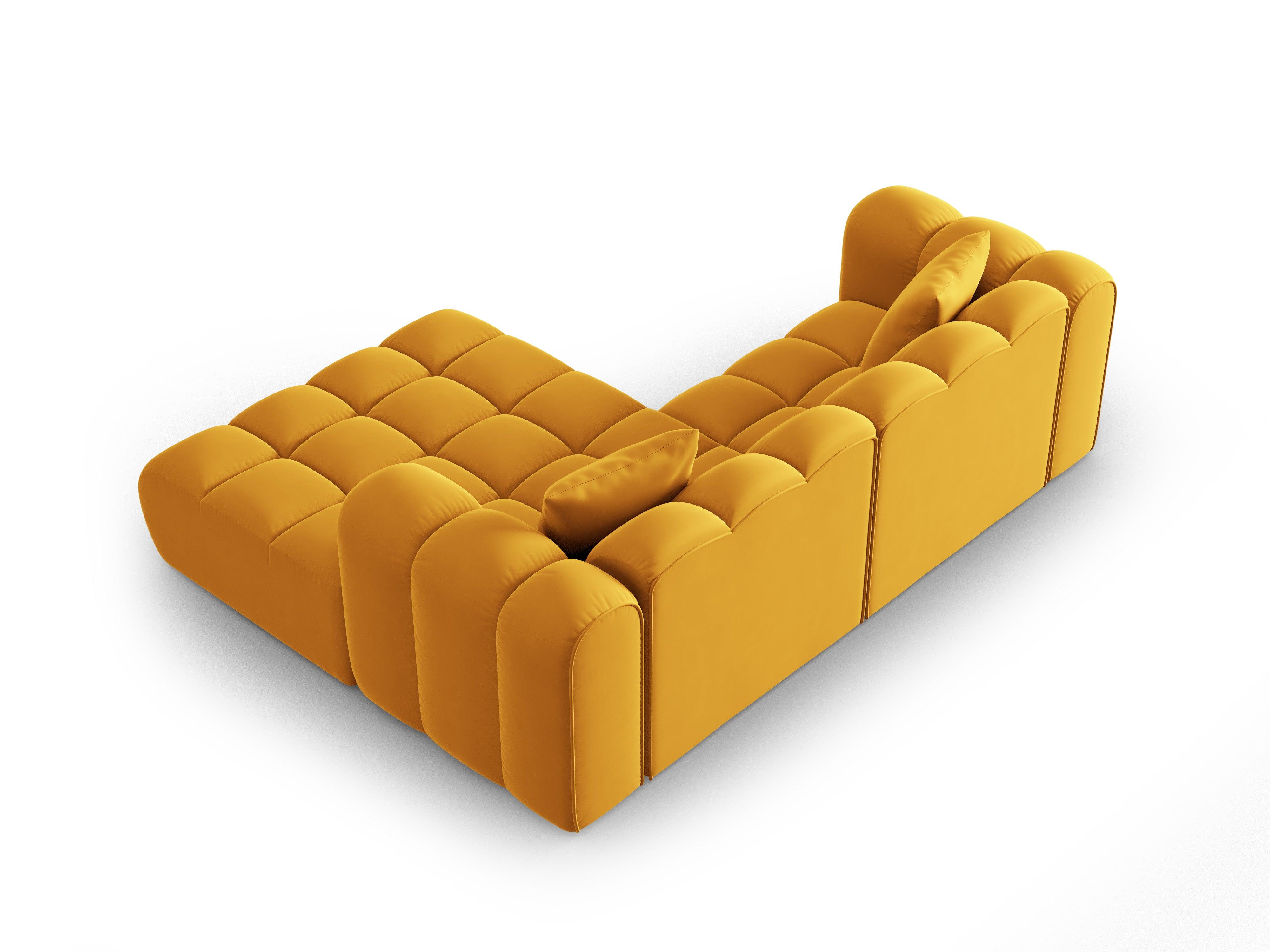 Narożnik aksamitny 3-osobowy prawostronny HALLEY żółty Windsor & Co Eye on Design