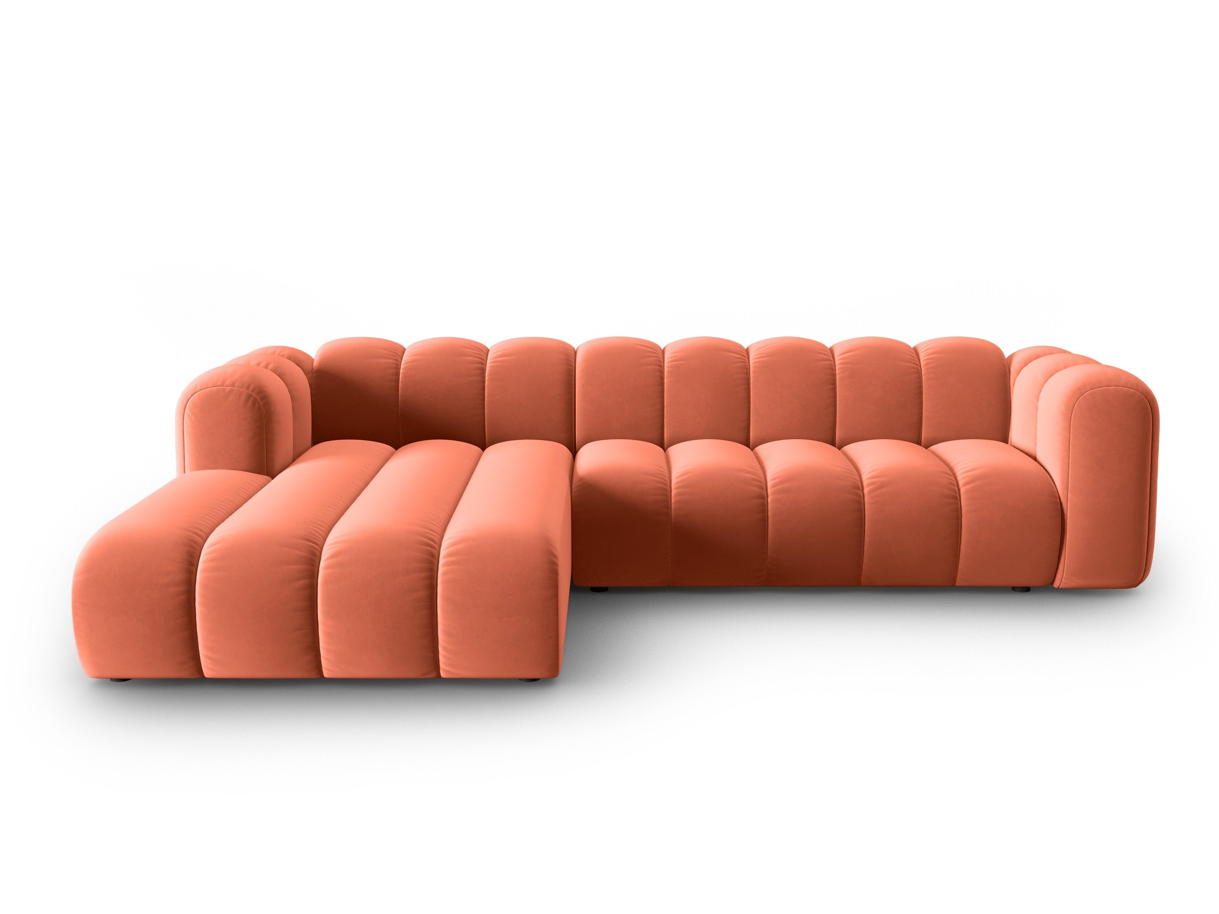 Narożnik aksamitny 4-osobowy lewostronny SKYLER koralowy Interieurs 86 Eye on Design