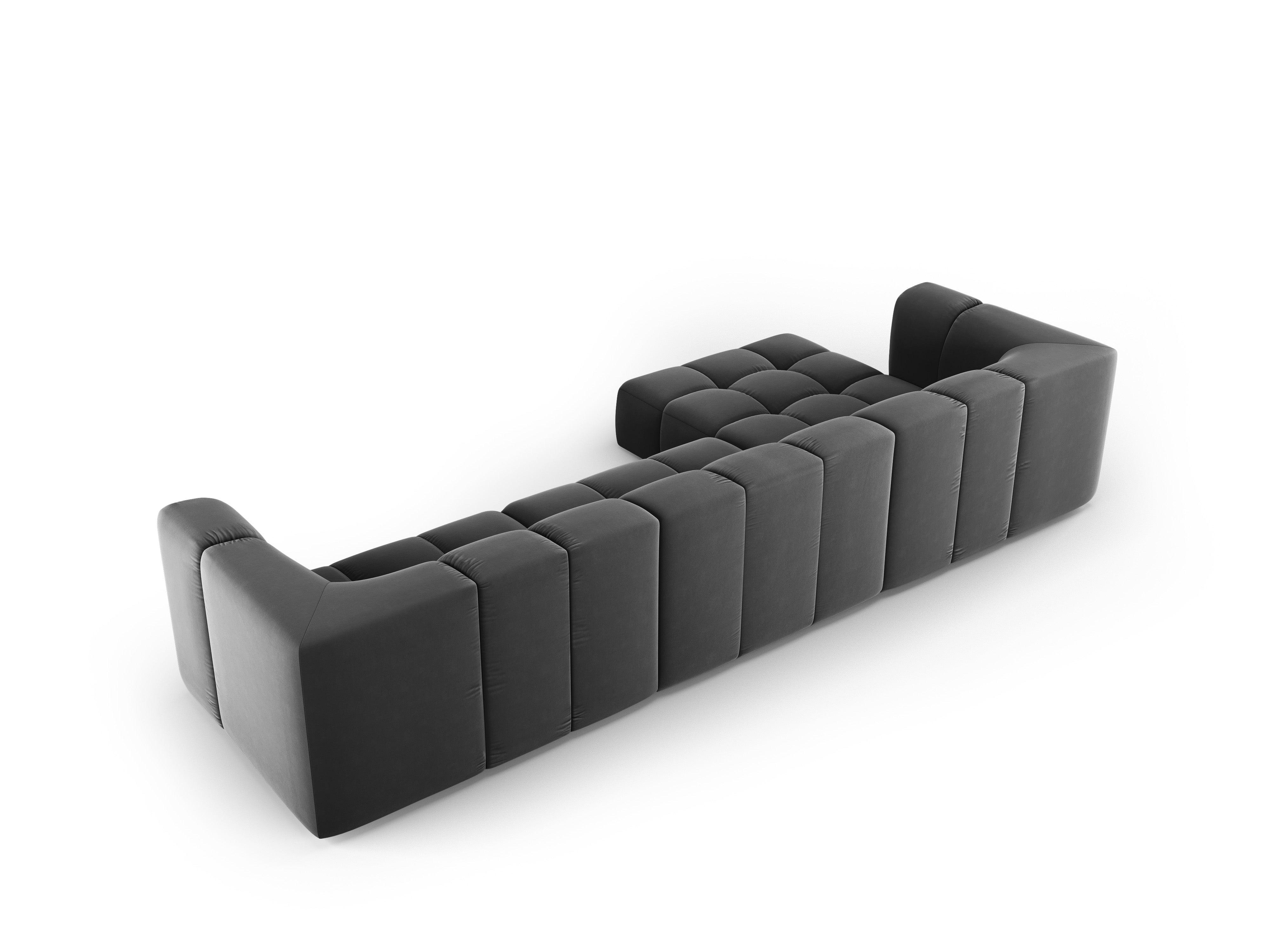 Narożnik aksamitny 5-osobowy lewostronny FRANCESCA szary Milo Casa Eye on Design