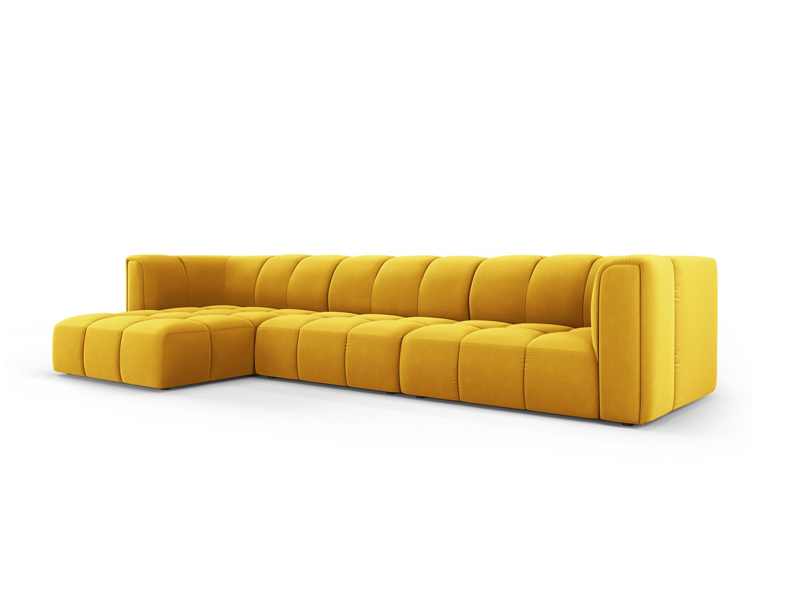 Narożnik aksamitny 5-osobowy lewostronny FRANCESCA żółty Milo Casa Eye on Design