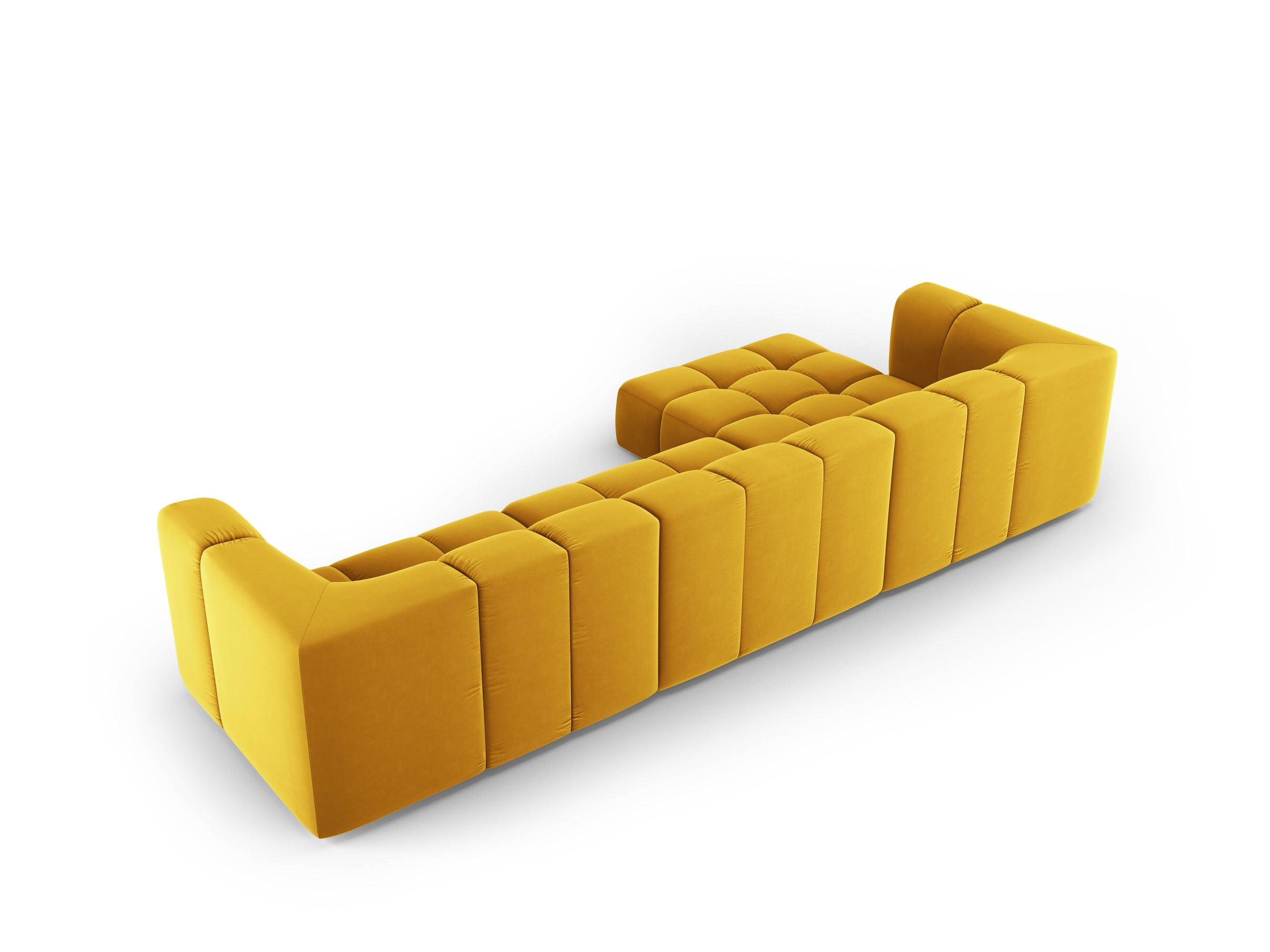 Narożnik aksamitny 5-osobowy lewostronny FRANCESCA żółty Milo Casa Eye on Design