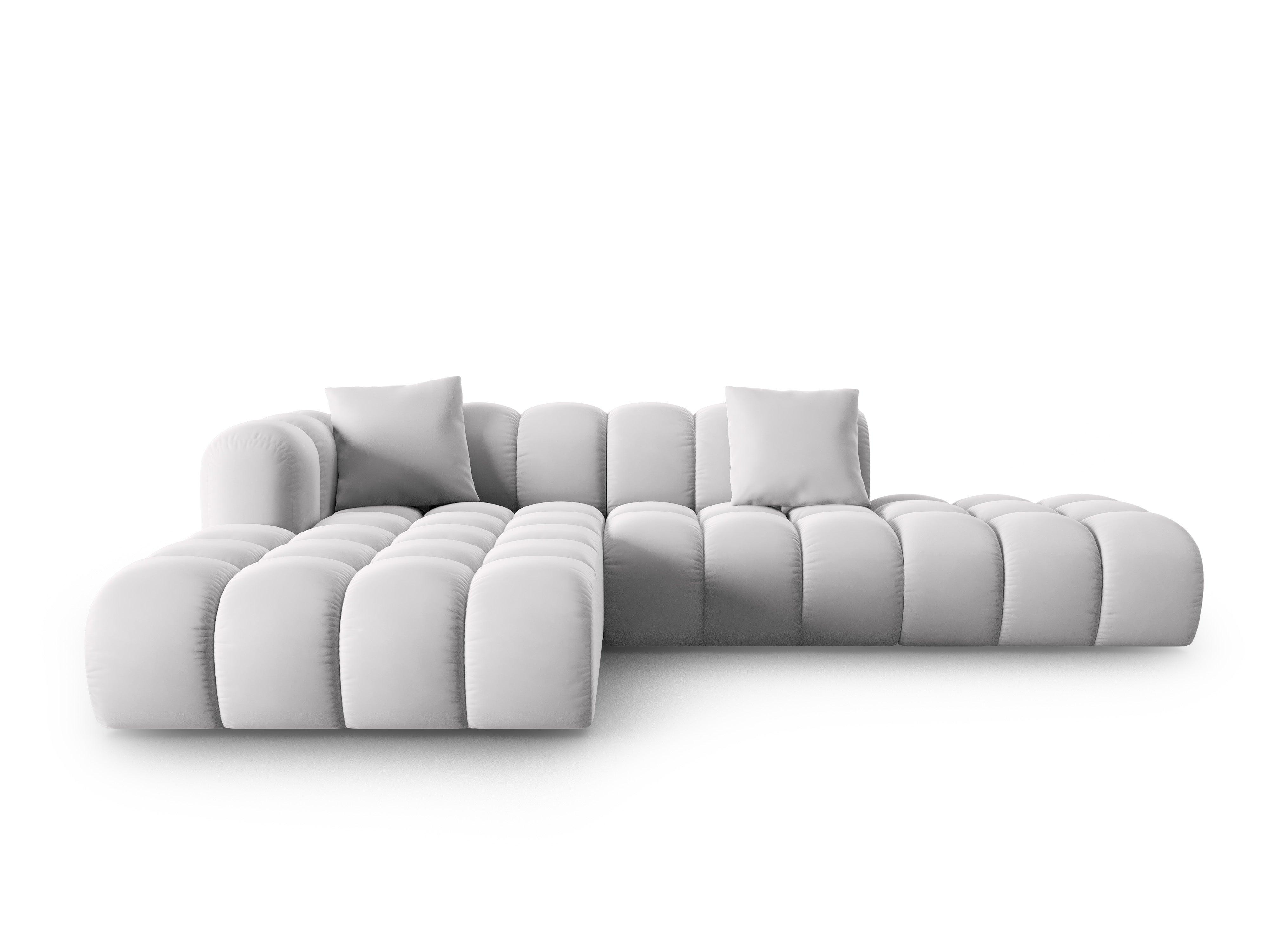 Narożnik aksamitny 5-osobowy lewostronny HALLEY srebrny Windsor & Co Eye on Design