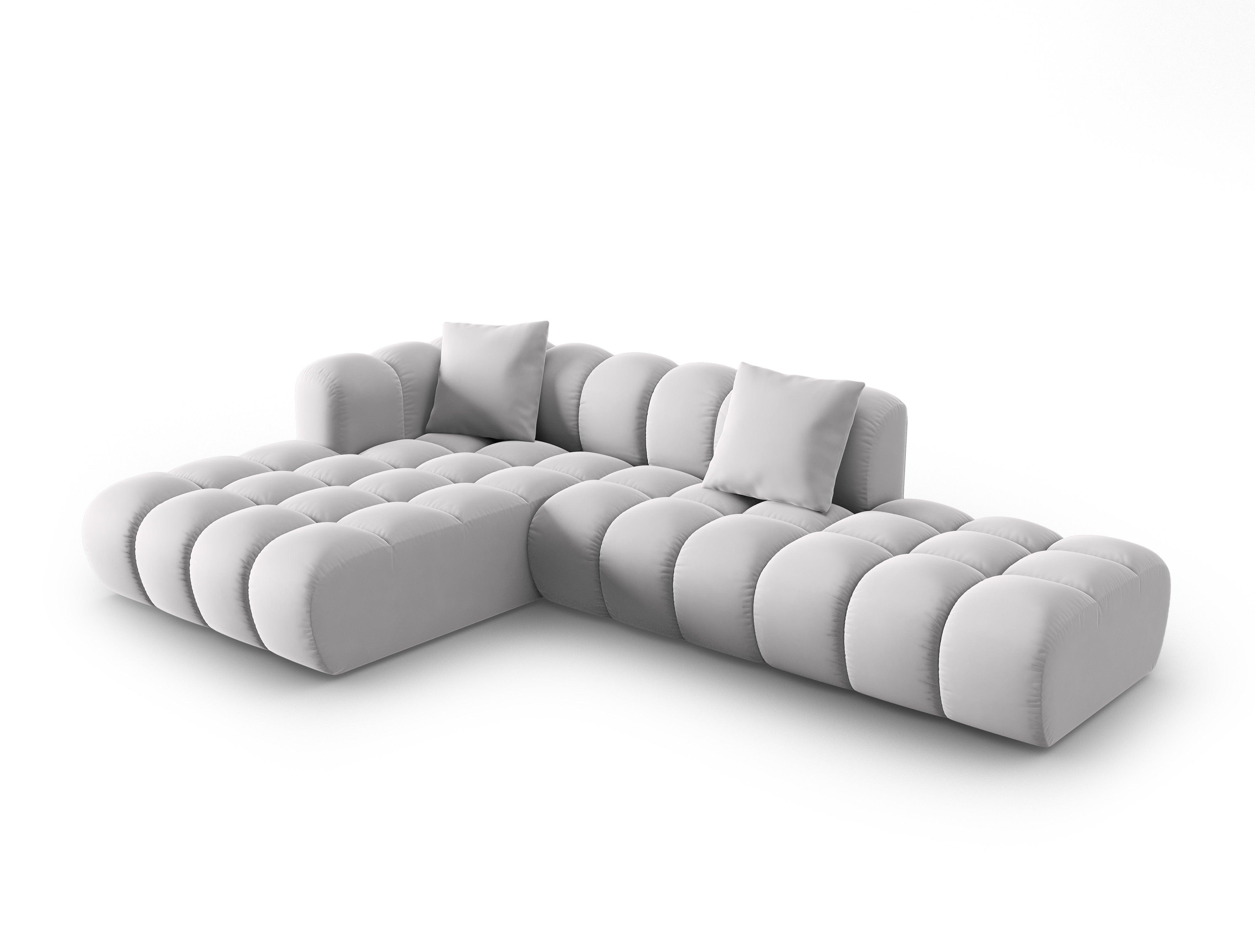 Narożnik aksamitny 5-osobowy lewostronny HALLEY srebrny Windsor & Co Eye on Design