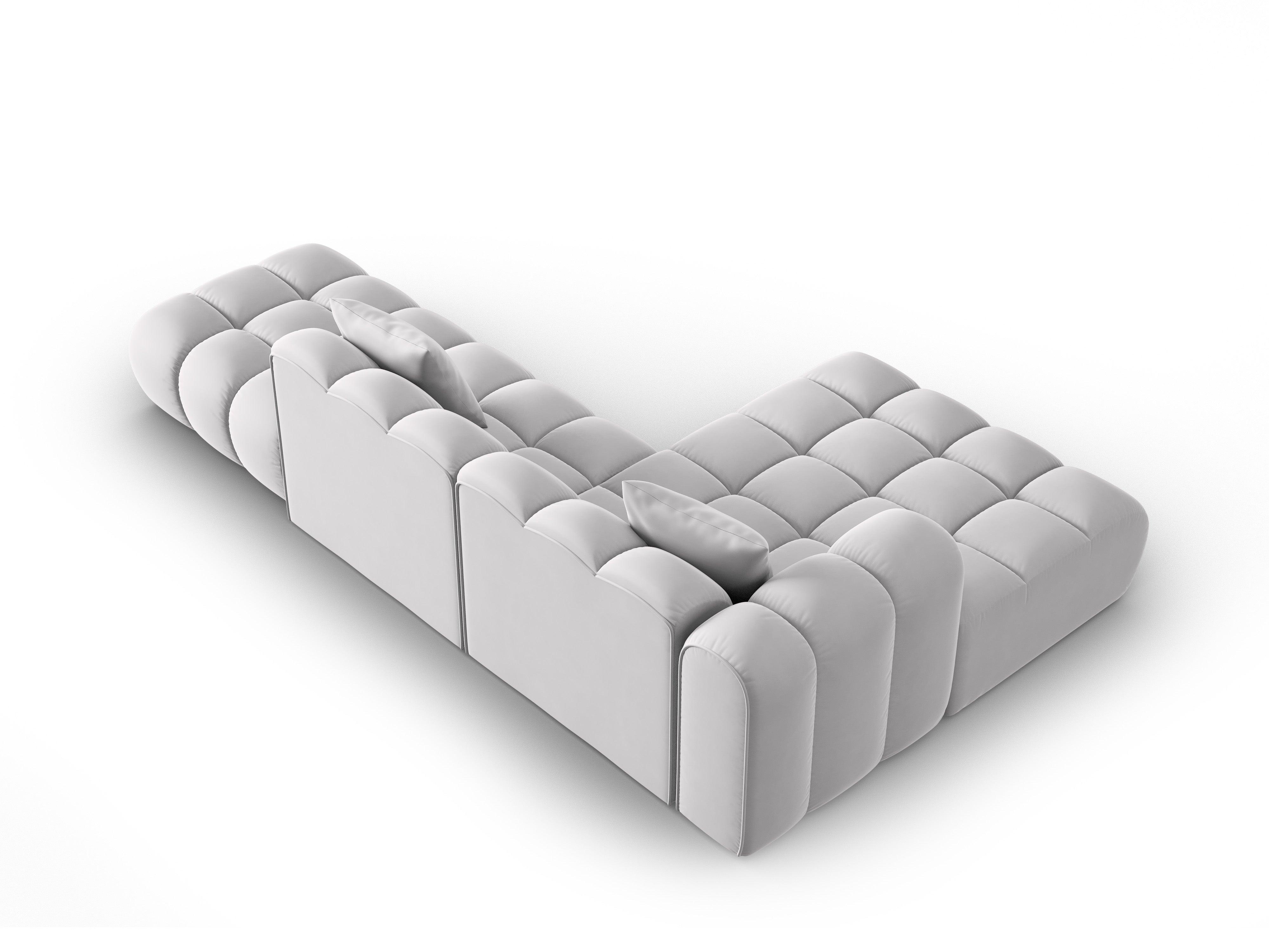 Narożnik aksamitny 5-osobowy lewostronny HALLEY srebrny Windsor & Co Eye on Design