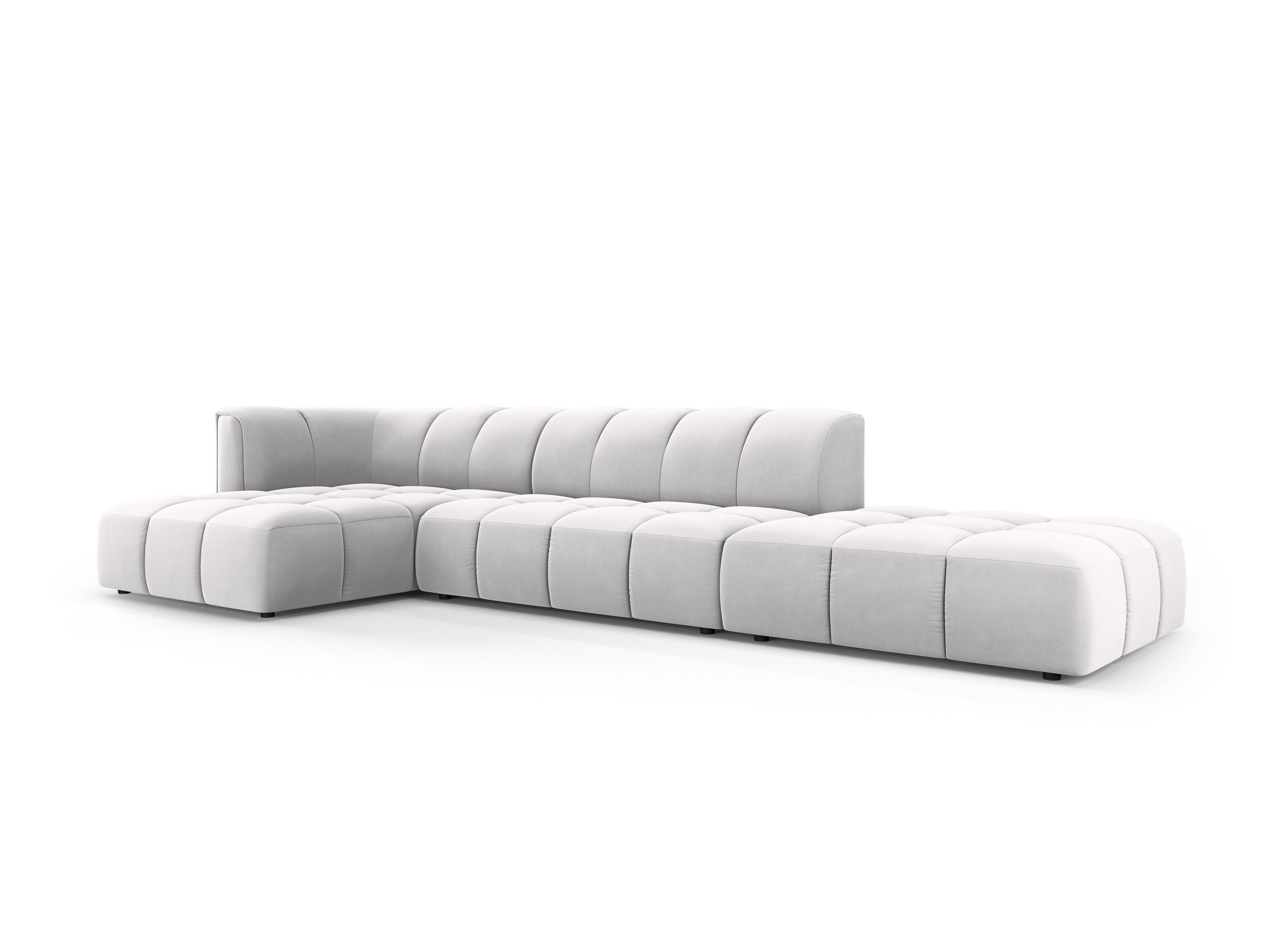 Narożnik aksamitny 5-osobowy lewostronny otwarty FRANCESCA srebrny Milo Casa Eye on Design