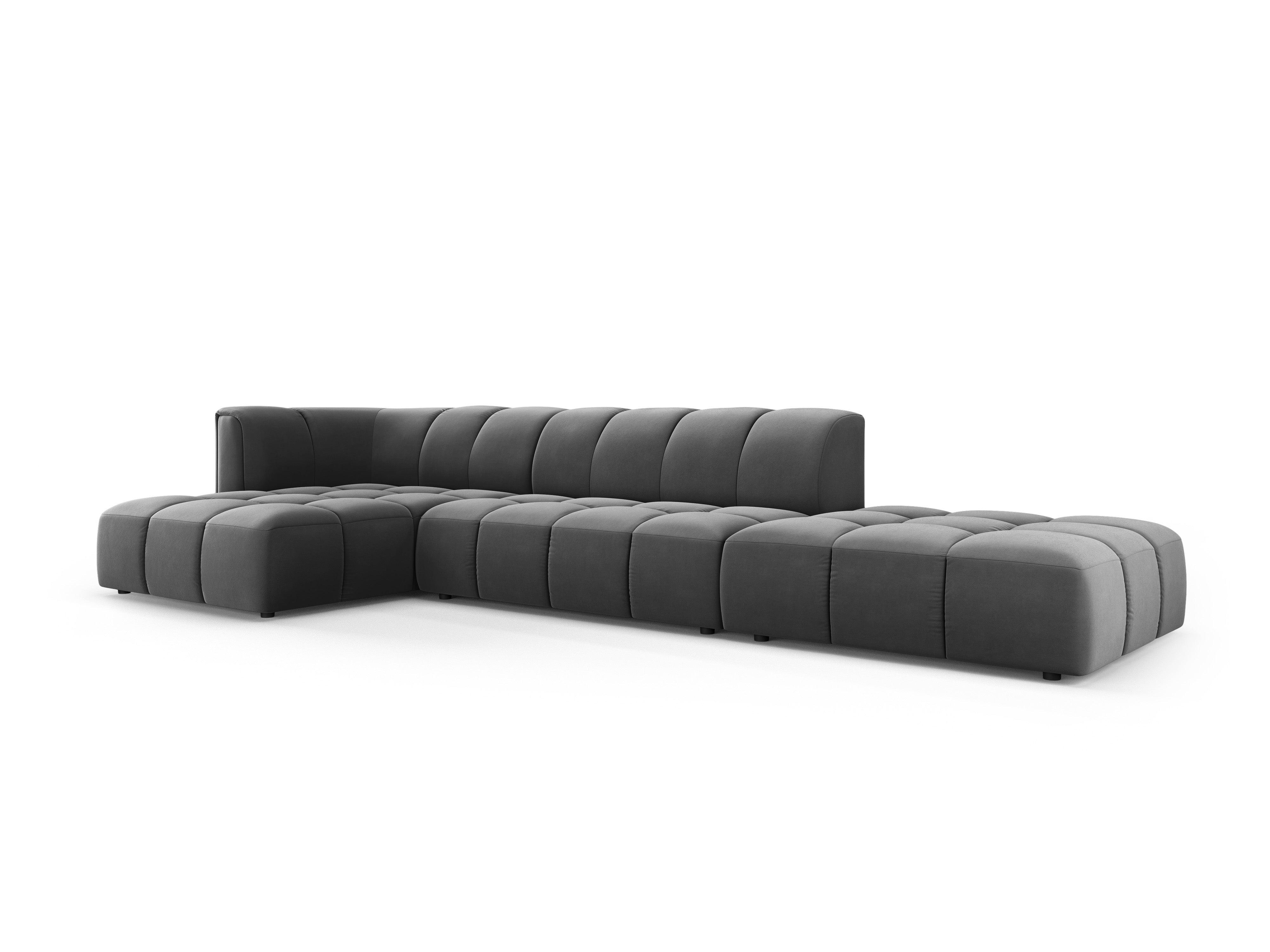 Narożnik aksamitny 5-osobowy lewostronny otwarty FRANCESCA szary Milo Casa Eye on Design