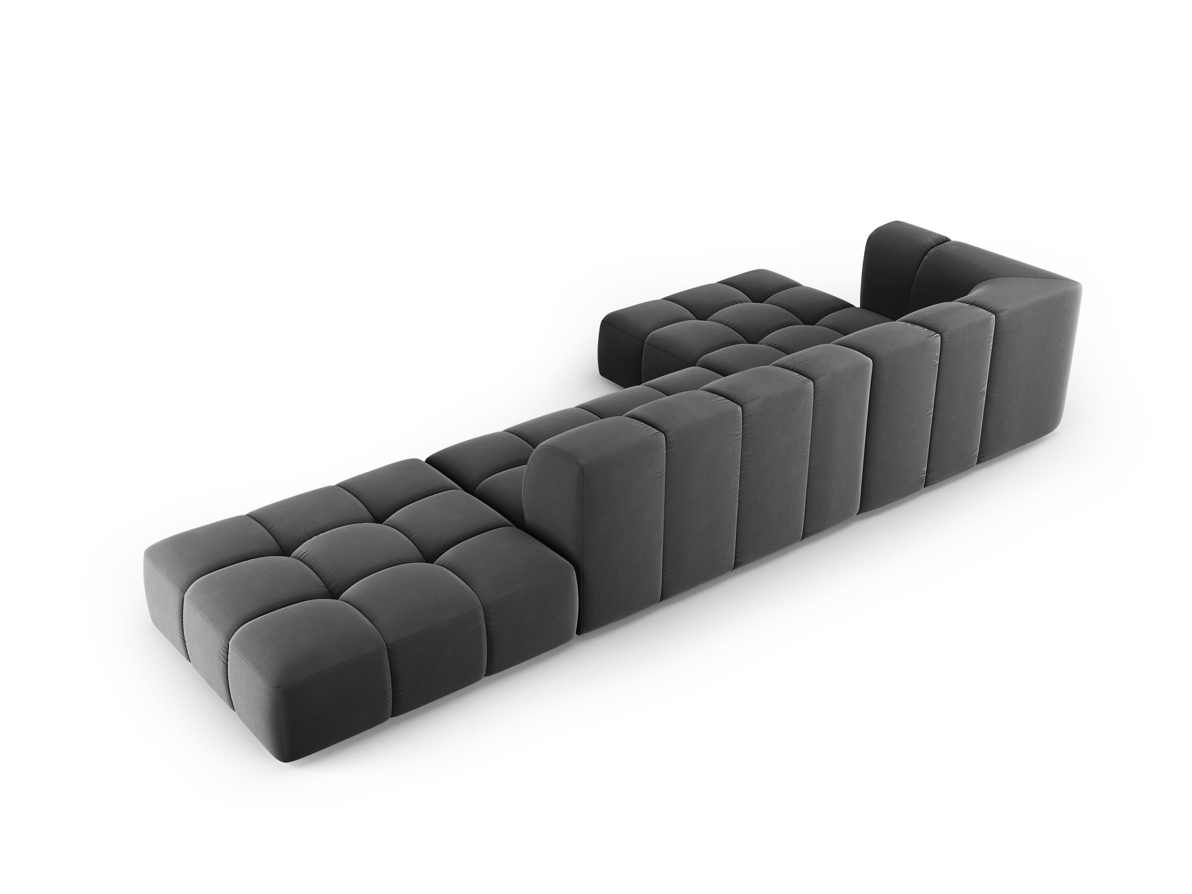 Narożnik aksamitny 5-osobowy lewostronny otwarty FRANCESCA szary Milo Casa Eye on Design