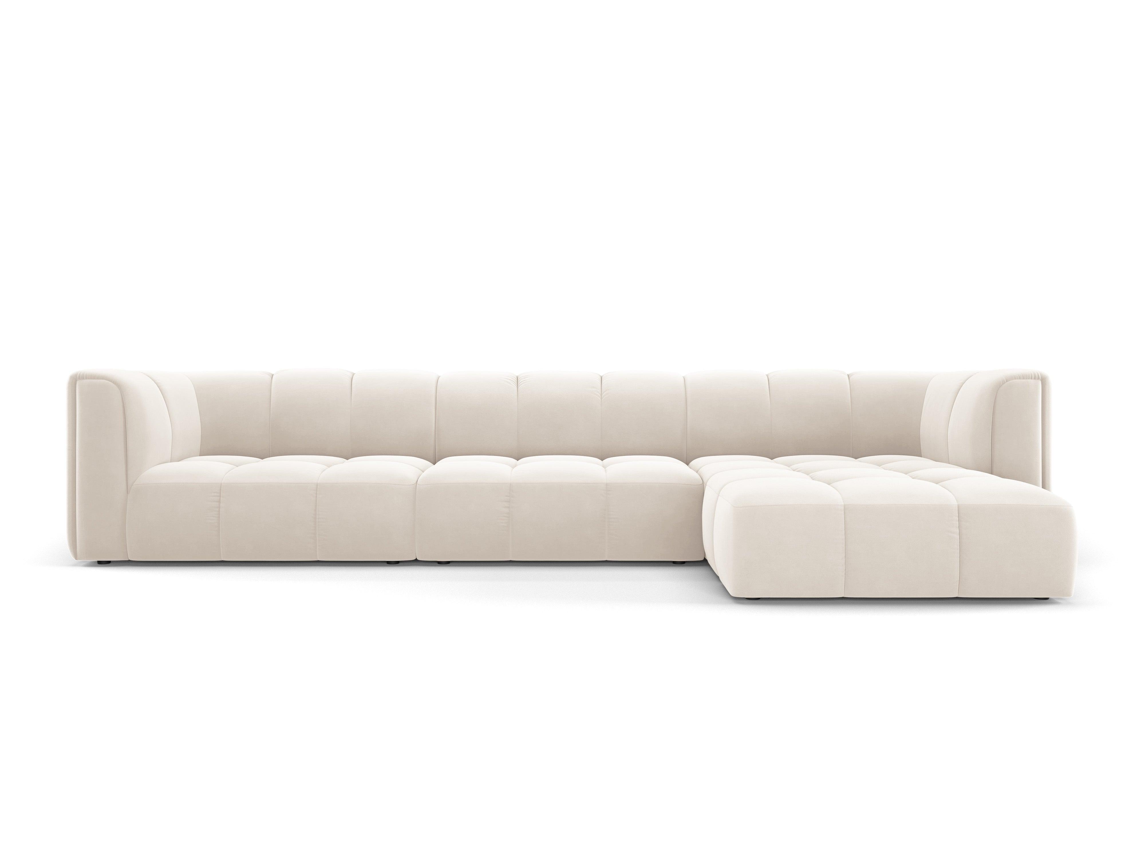 Narożnik aksamitny 5-osobowy prawostronny FRANCESCA jasnobeżowy Milo Casa Eye on Design