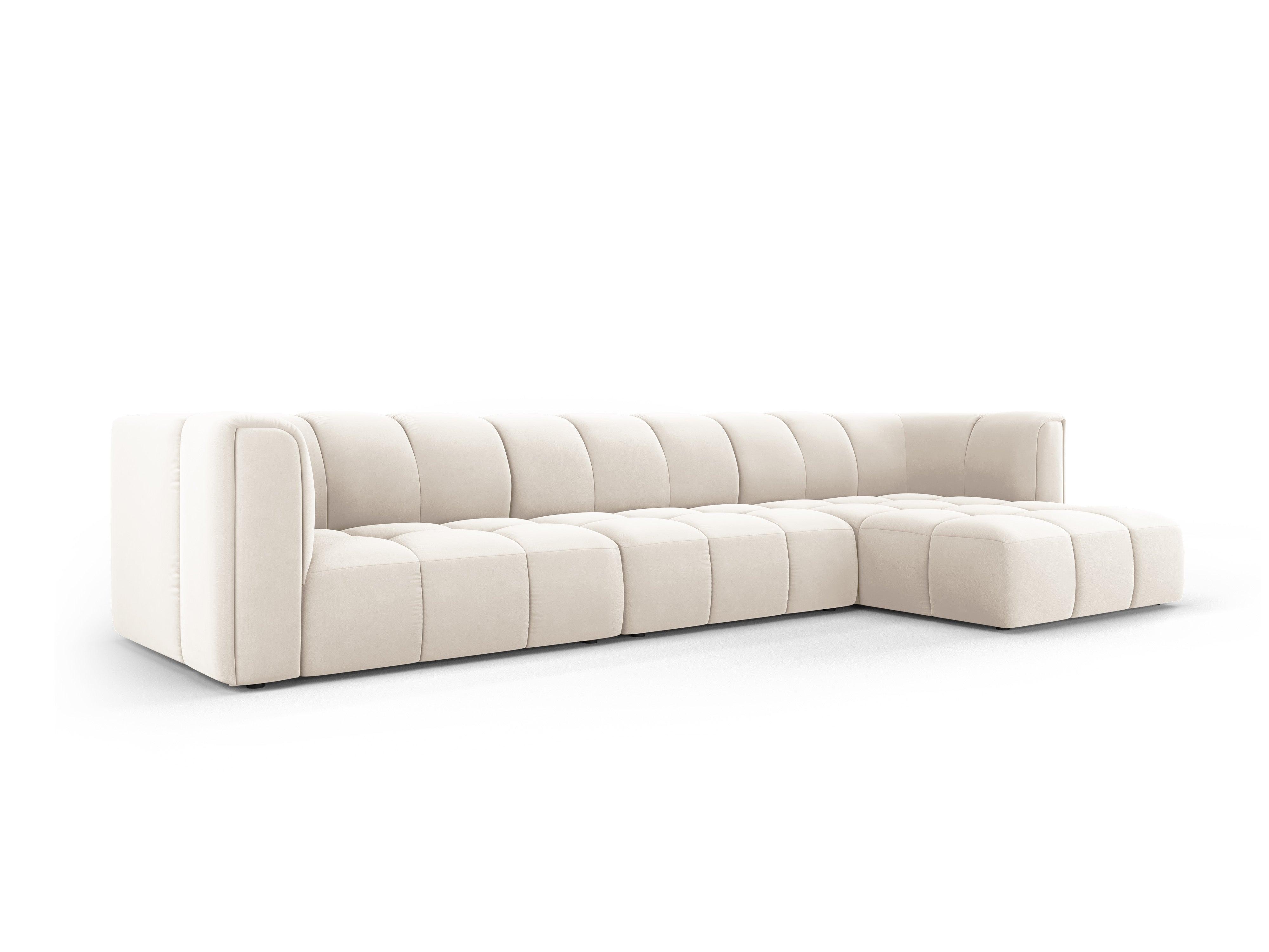 Narożnik aksamitny 5-osobowy prawostronny FRANCESCA jasnobeżowy Milo Casa Eye on Design