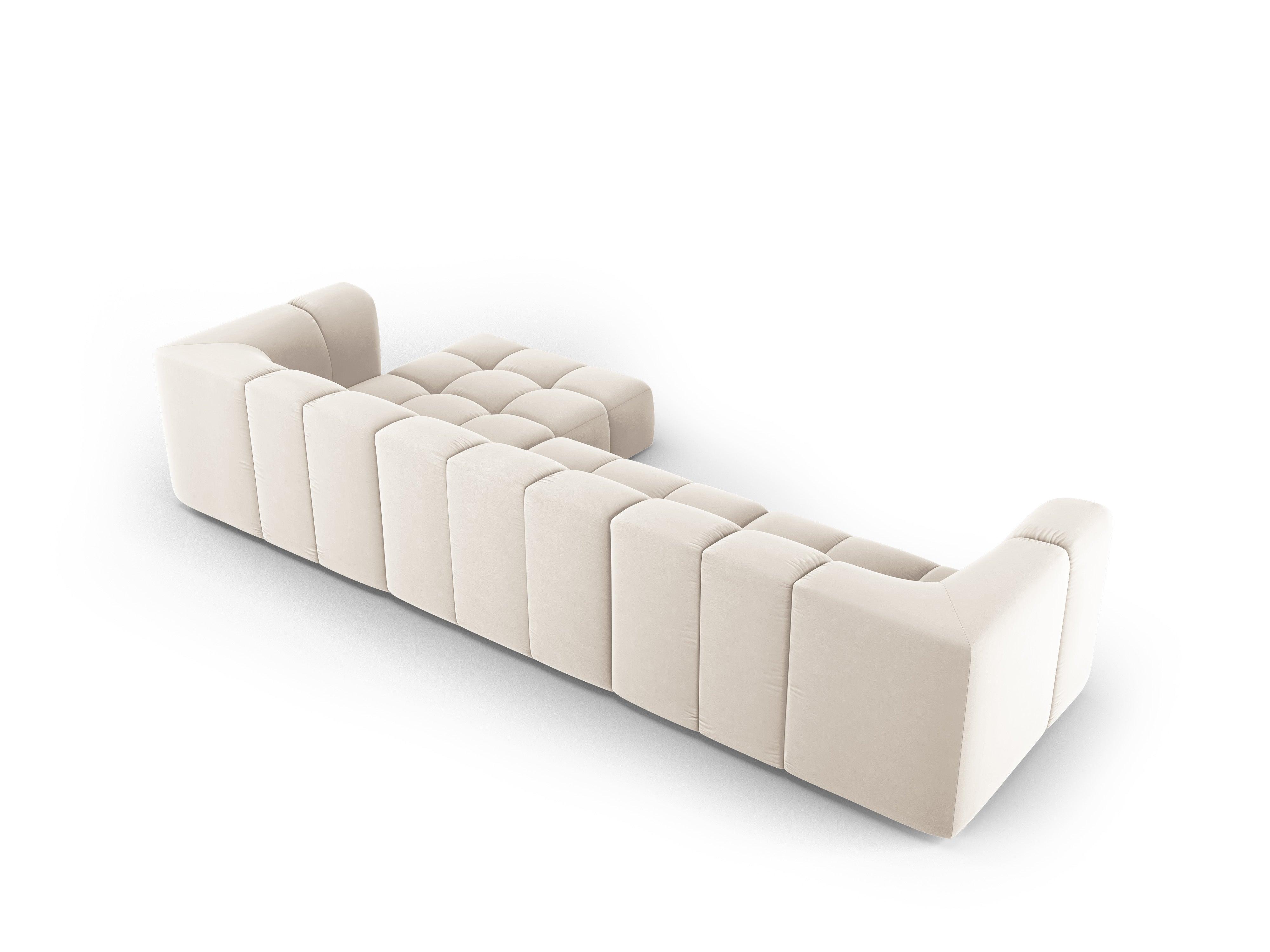 Narożnik aksamitny 5-osobowy prawostronny FRANCESCA jasnobeżowy Milo Casa Eye on Design