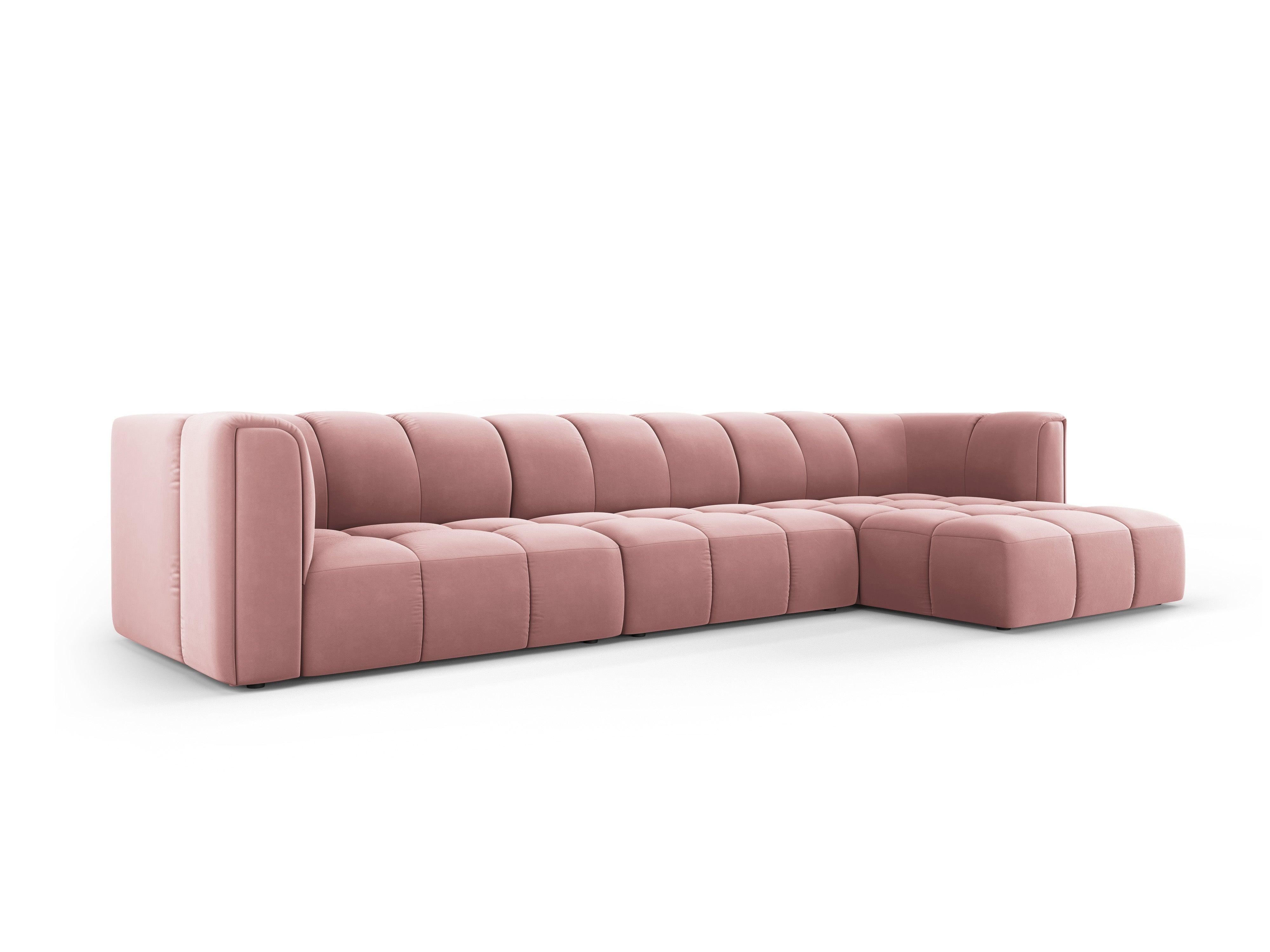 Narożnik aksamitny 5-osobowy prawostronny FRANCESCA różowy Milo Casa Eye on Design