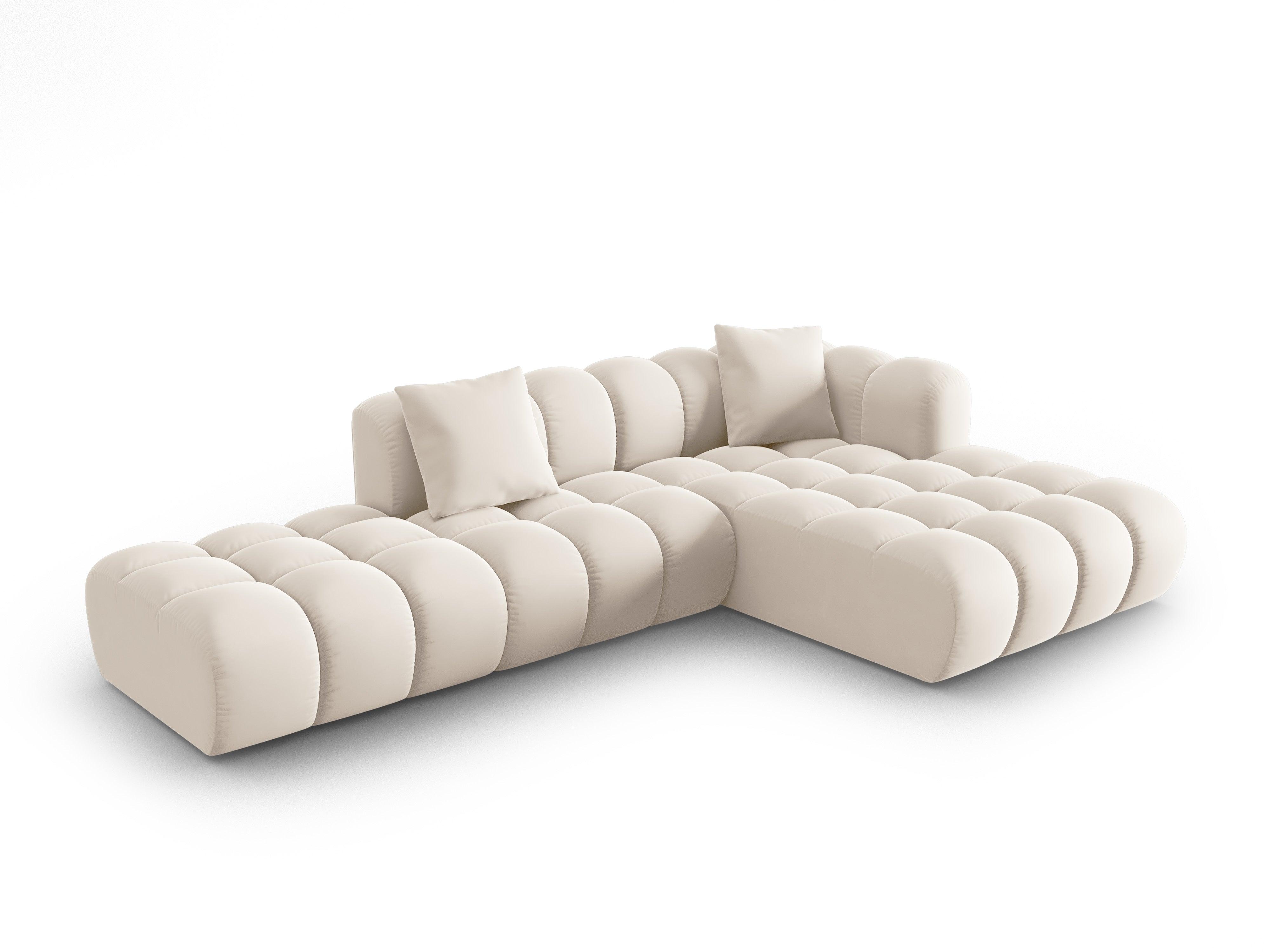 Narożnik aksamitny 5-osobowy prawostronny HALLEY jasnobeżowy Windsor & Co Eye on Design