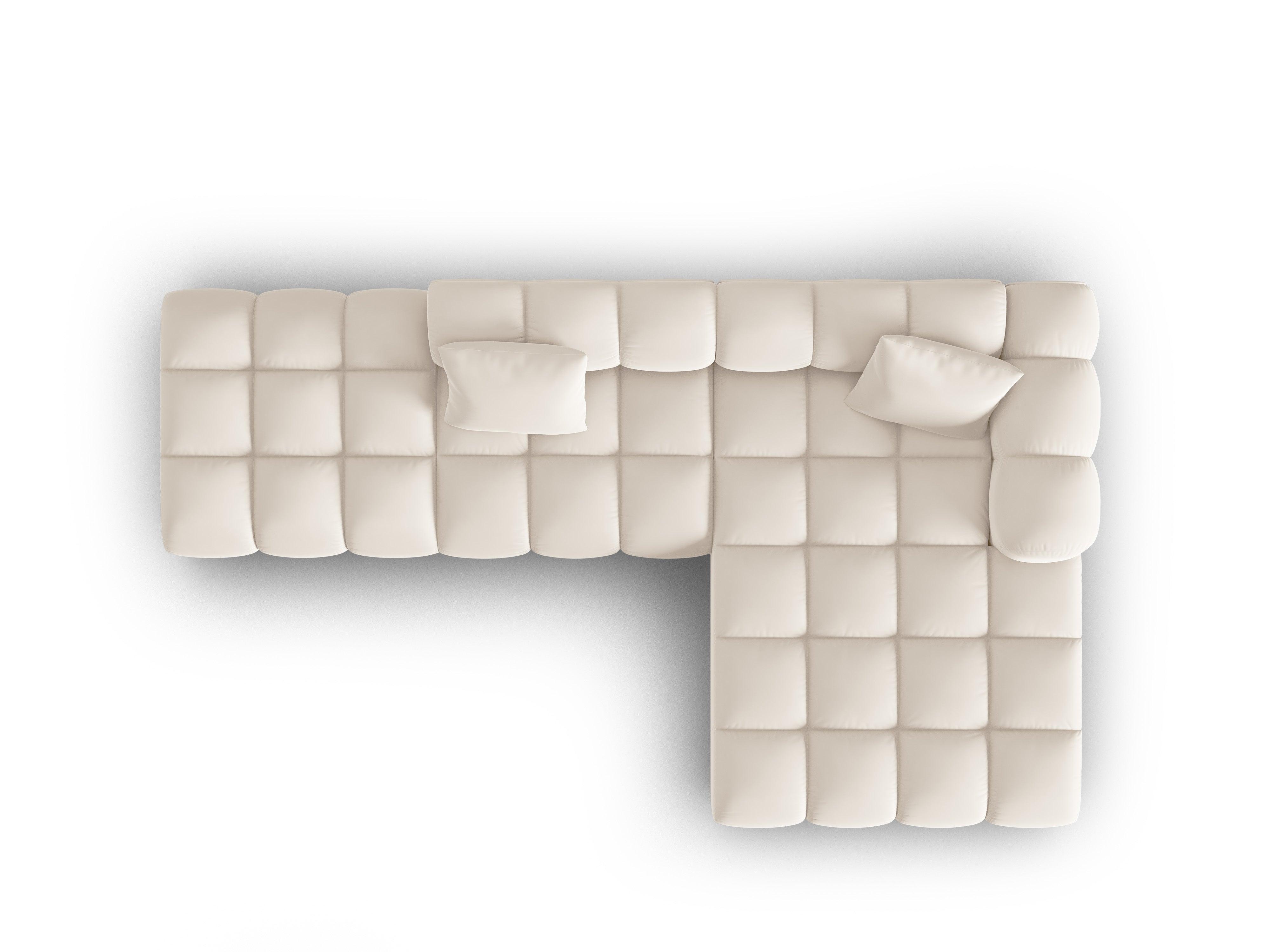 Narożnik aksamitny 5-osobowy prawostronny HALLEY jasnobeżowy Windsor & Co Eye on Design