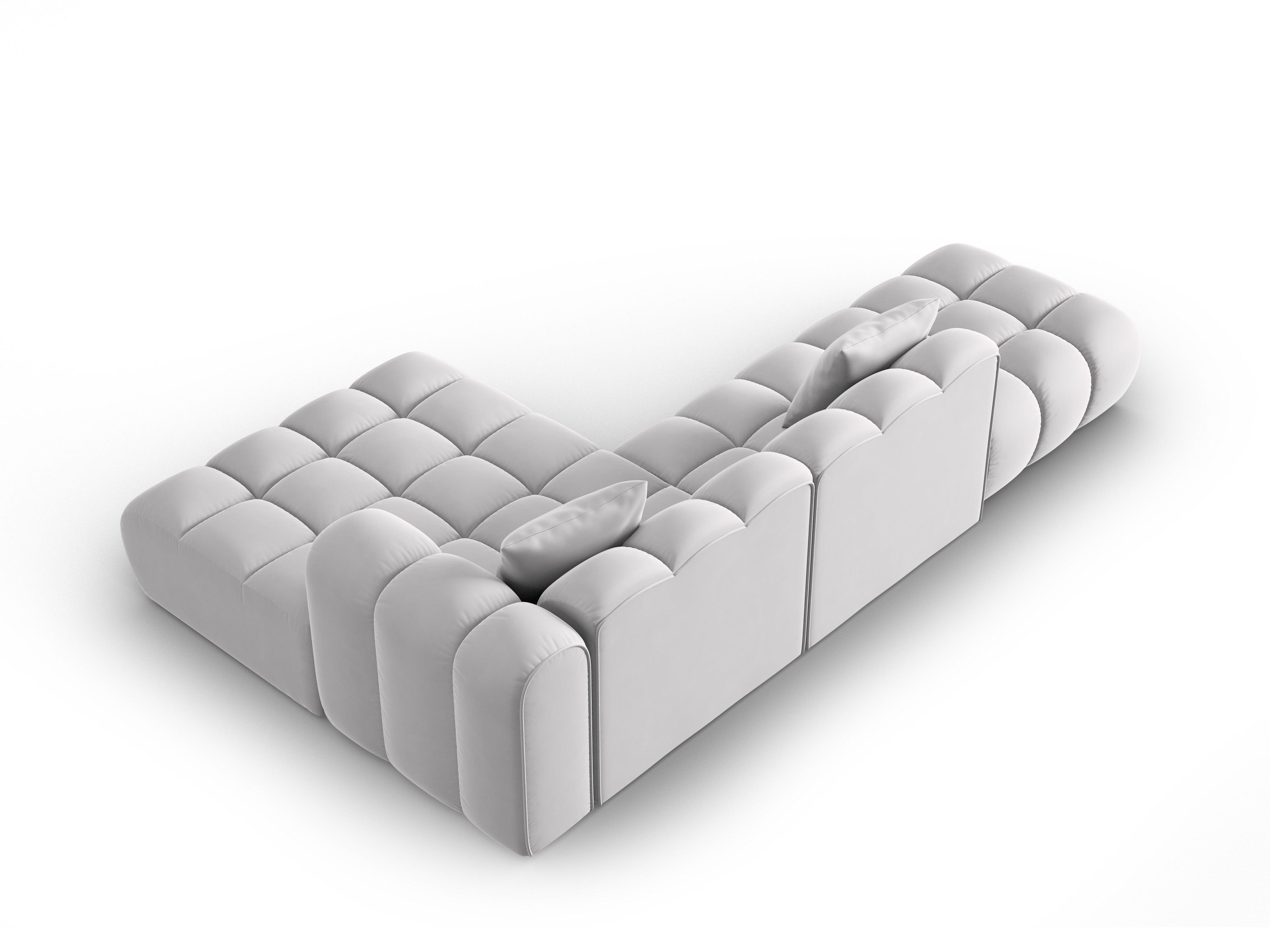 Narożnik aksamitny 5-osobowy prawostronny HALLEY srebrny Windsor & Co Eye on Design