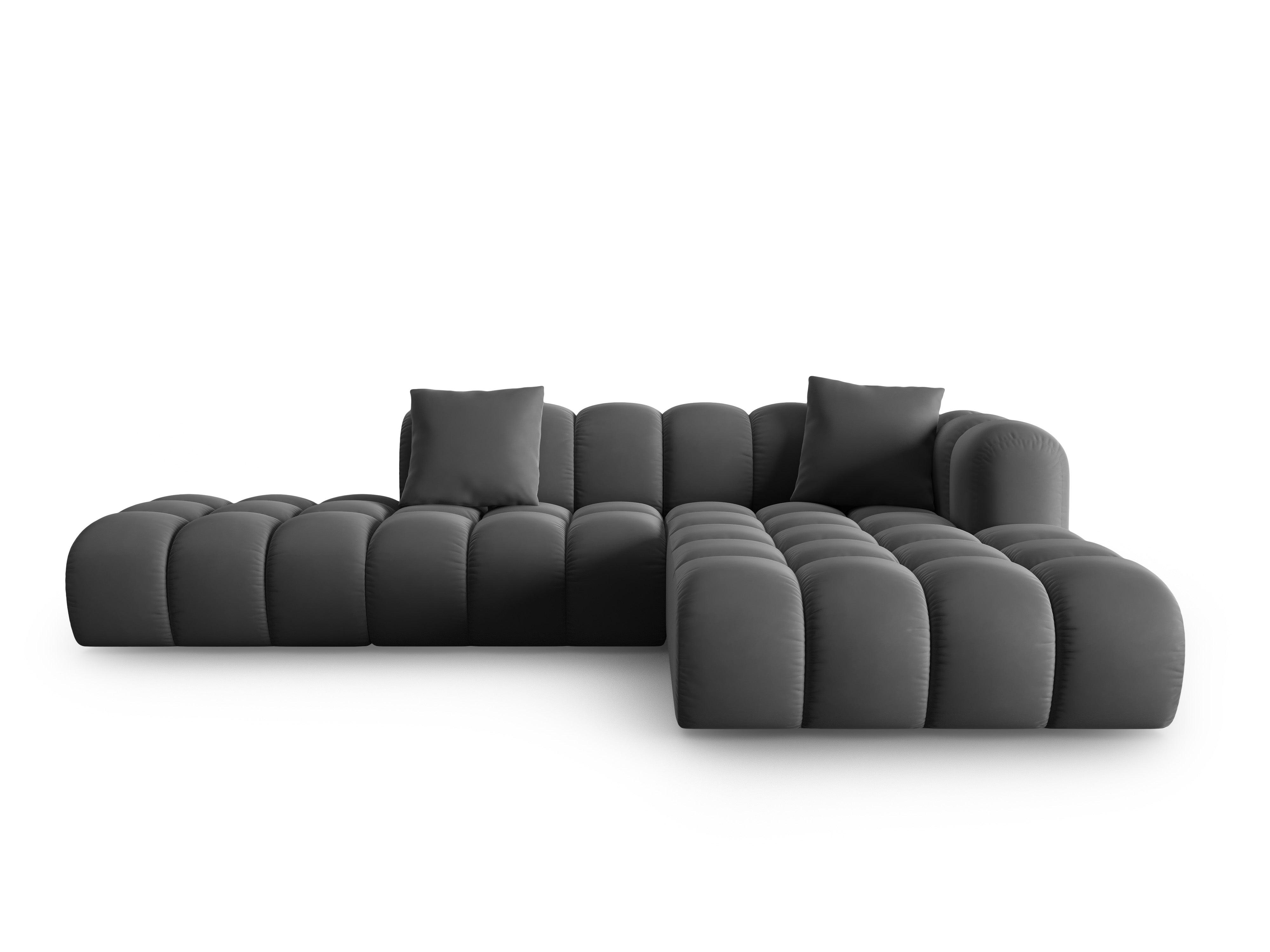 Narożnik aksamitny 5-osobowy prawostronny HALLEY szary Windsor & Co Eye on Design