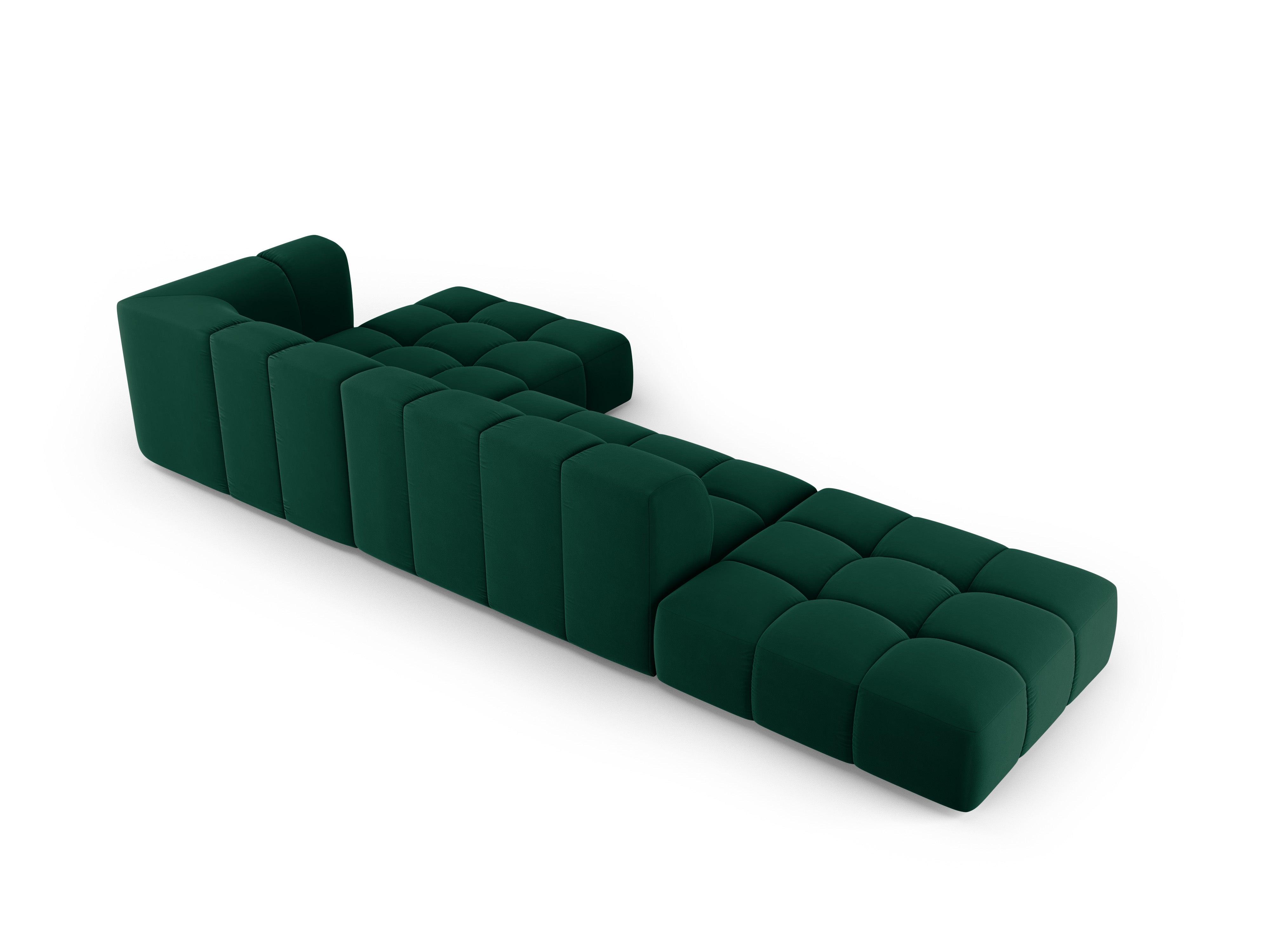 Narożnik aksamitny 5-osobowy prawostronny otwarty FRANCESCA butelkowa zieleń Milo Casa Eye on Design