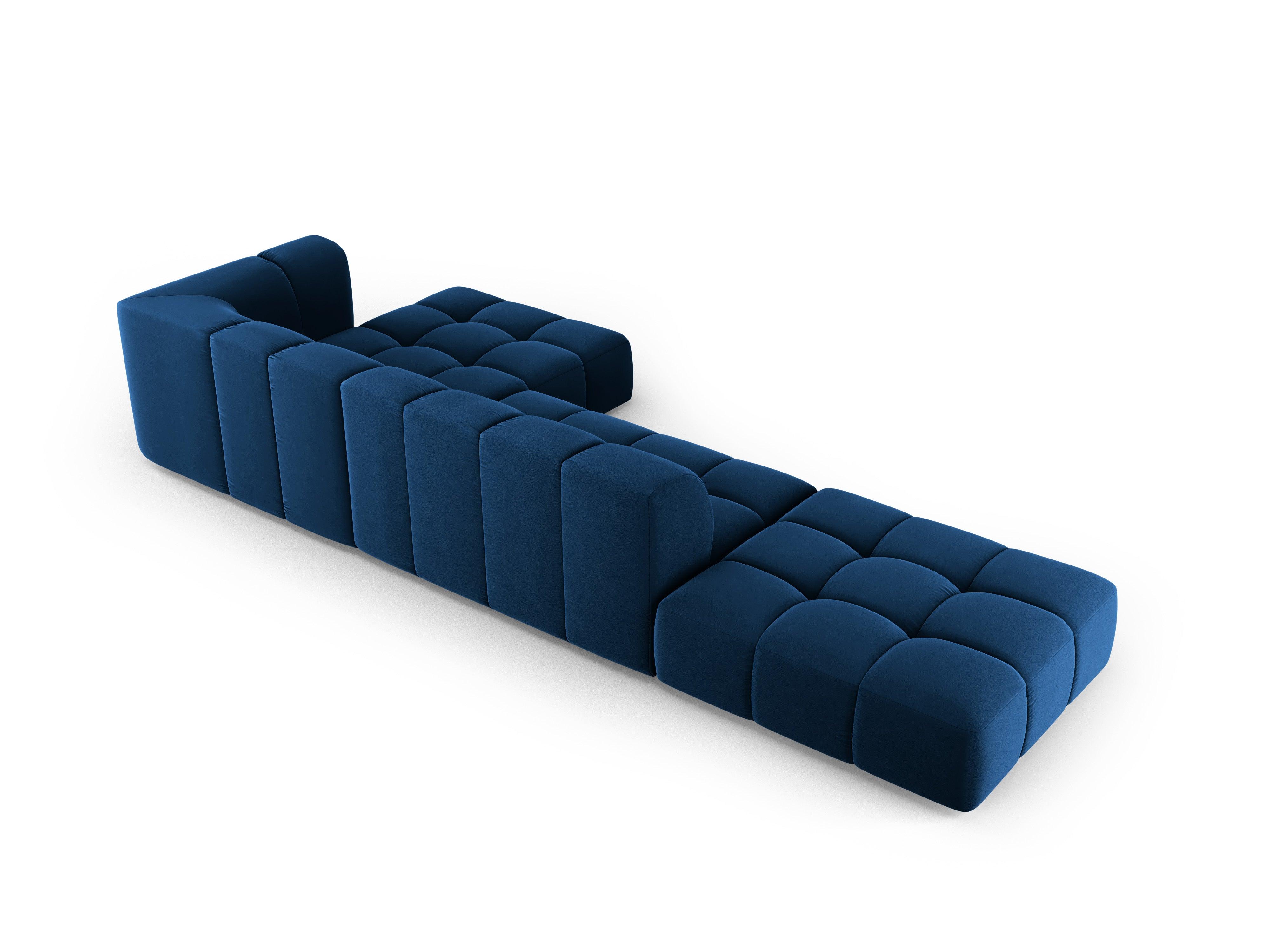 Narożnik aksamitny 5-osobowy prawostronny otwarty FRANCESCA granat królewski Milo Casa Eye on Design