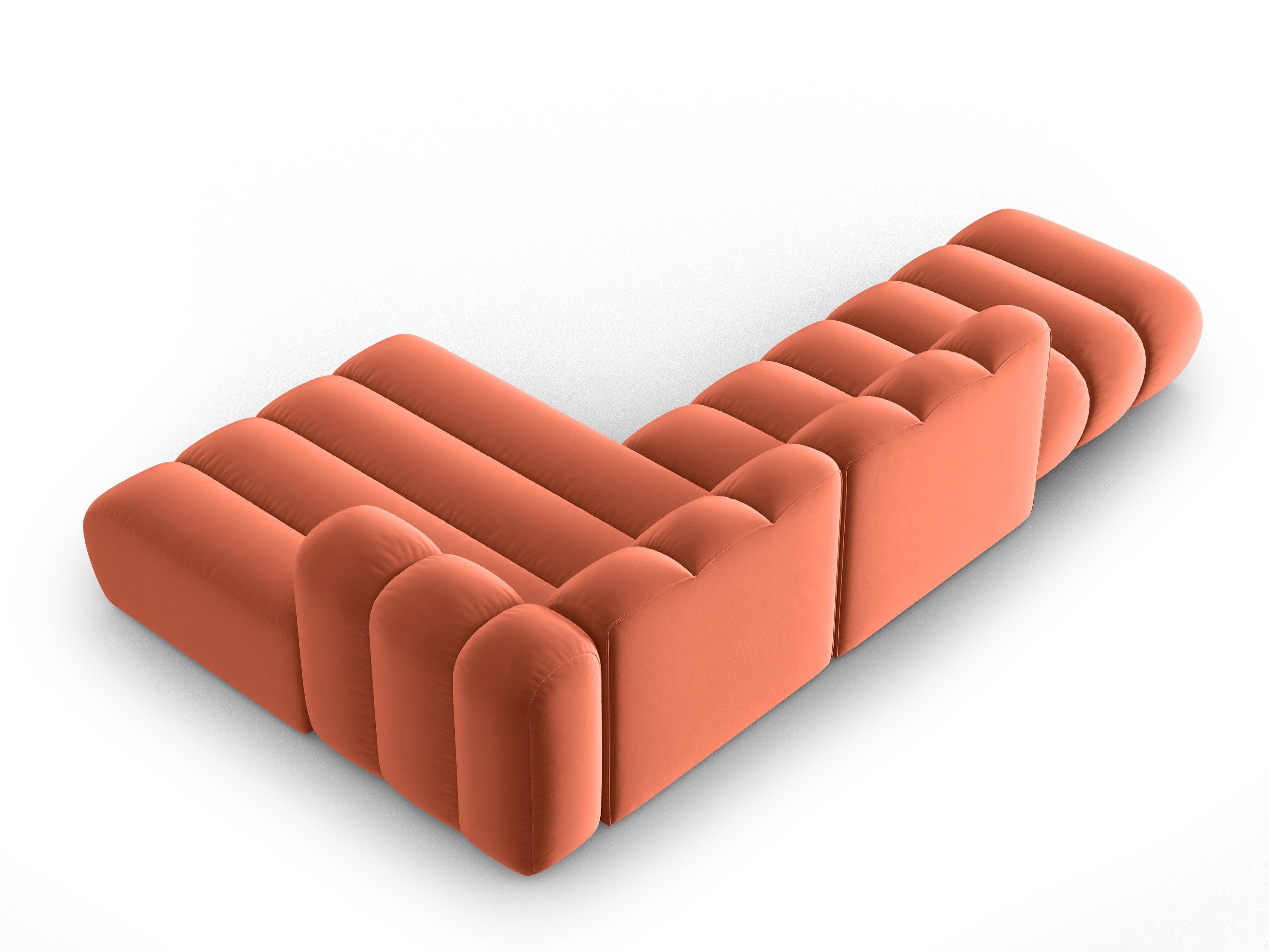 Narożnik aksamitny 5-osobowy prawostronny SKYLER koralowy Interieurs 86 Eye on Design