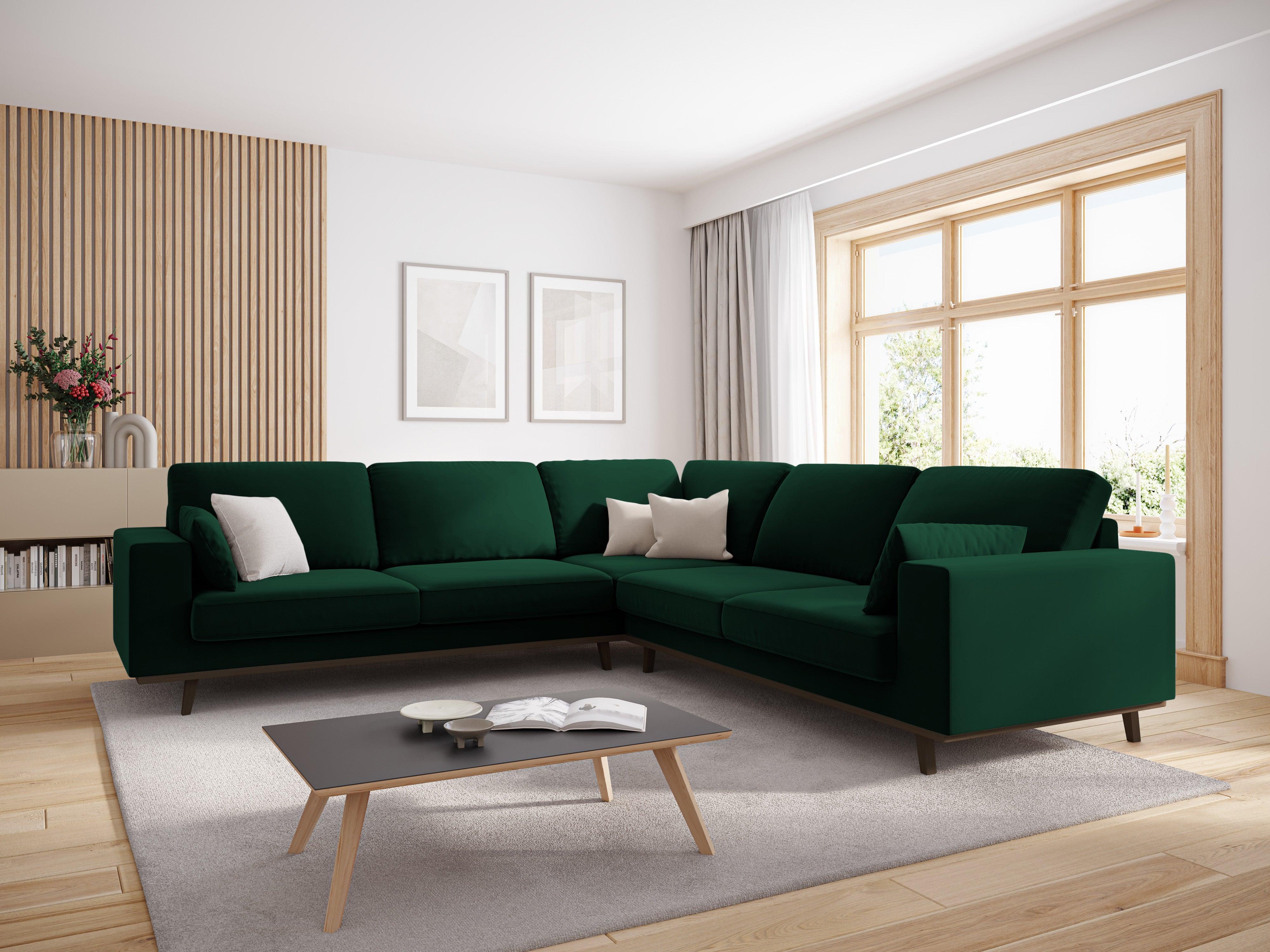 Narożnik aksamitny 5-osobowy symetryczny HEBE butelkowa zieleń Mazzini Sofas Eye on Design