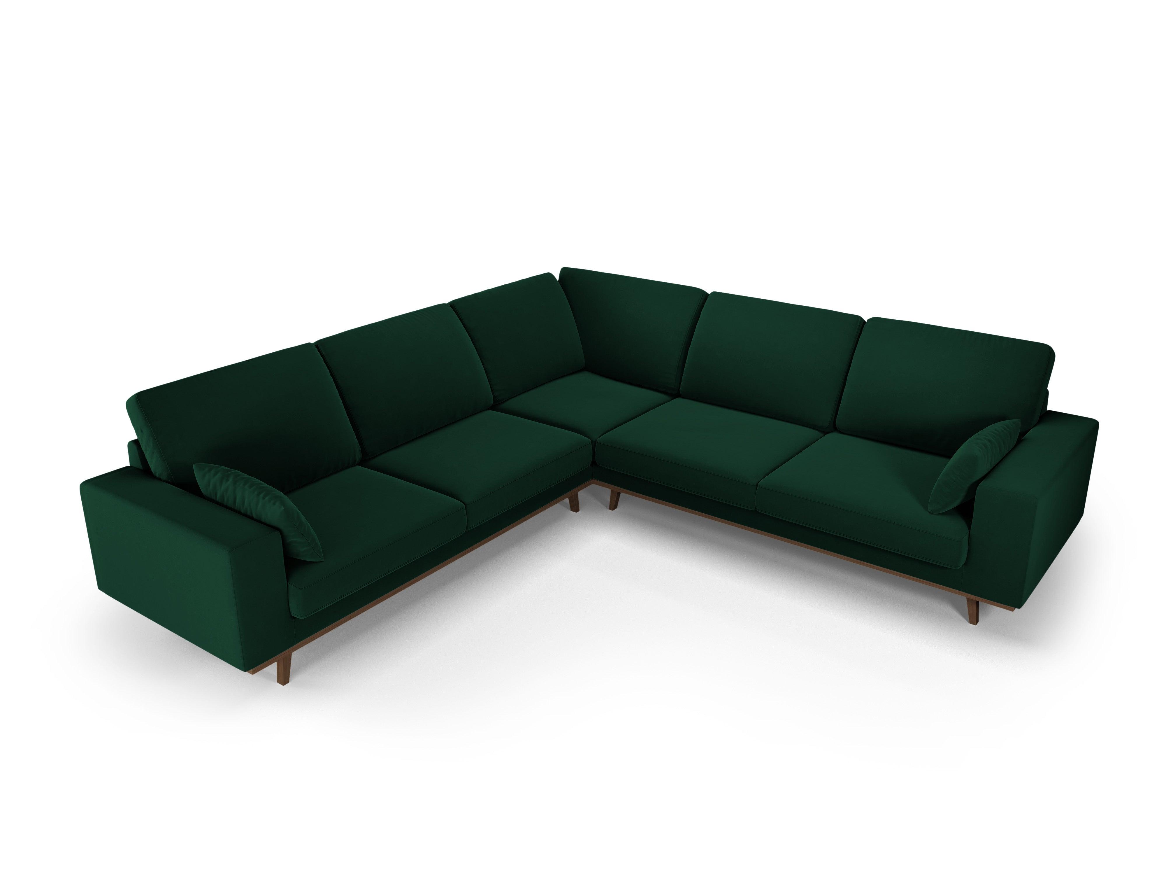 Narożnik aksamitny 5-osobowy symetryczny HEBE butelkowa zieleń Mazzini Sofas Eye on Design