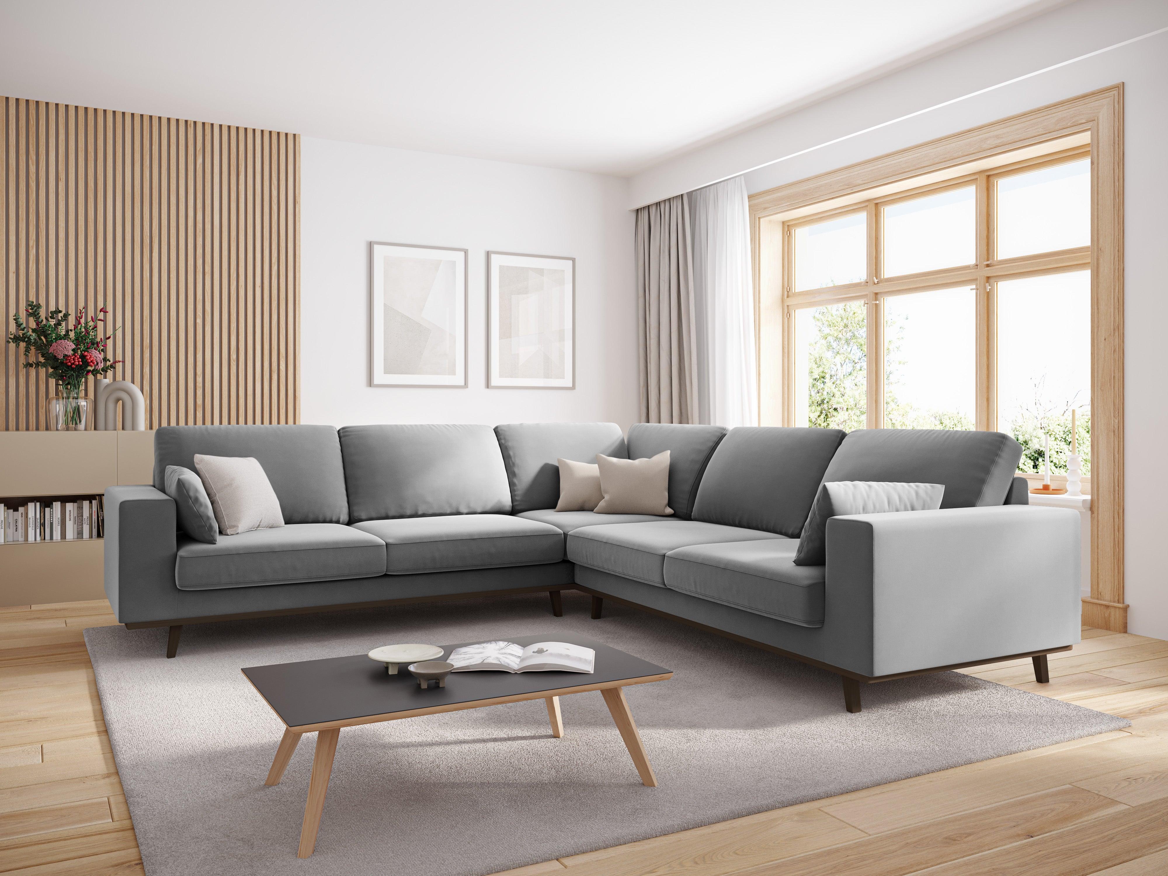 Narożnik aksamitny 5-osobowy symetryczny HEBE szary Mazzini Sofas Eye on Design