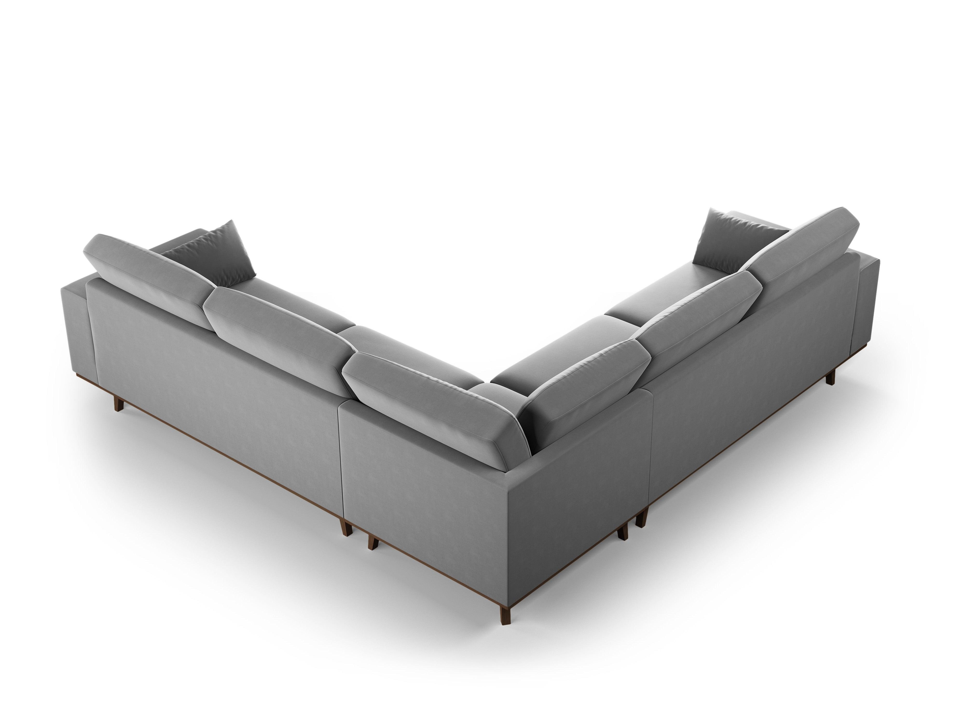 Narożnik aksamitny 5-osobowy symetryczny HEBE szary Mazzini Sofas Eye on Design