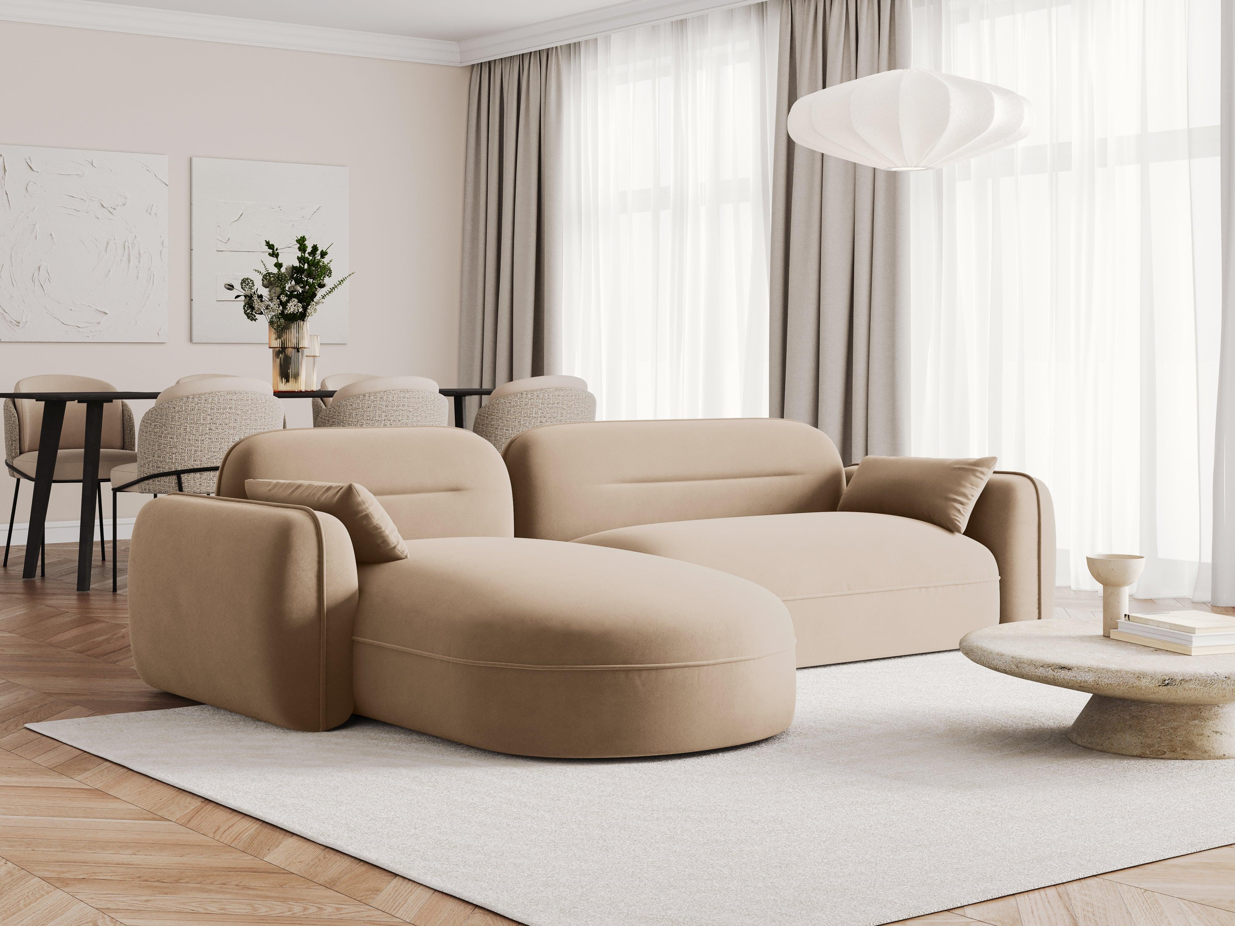 Narożnik modułowy aksamitny lewostronny 3,5-osobowy SYDNEY piaskowy Cosmopolitan Design Eye on Design